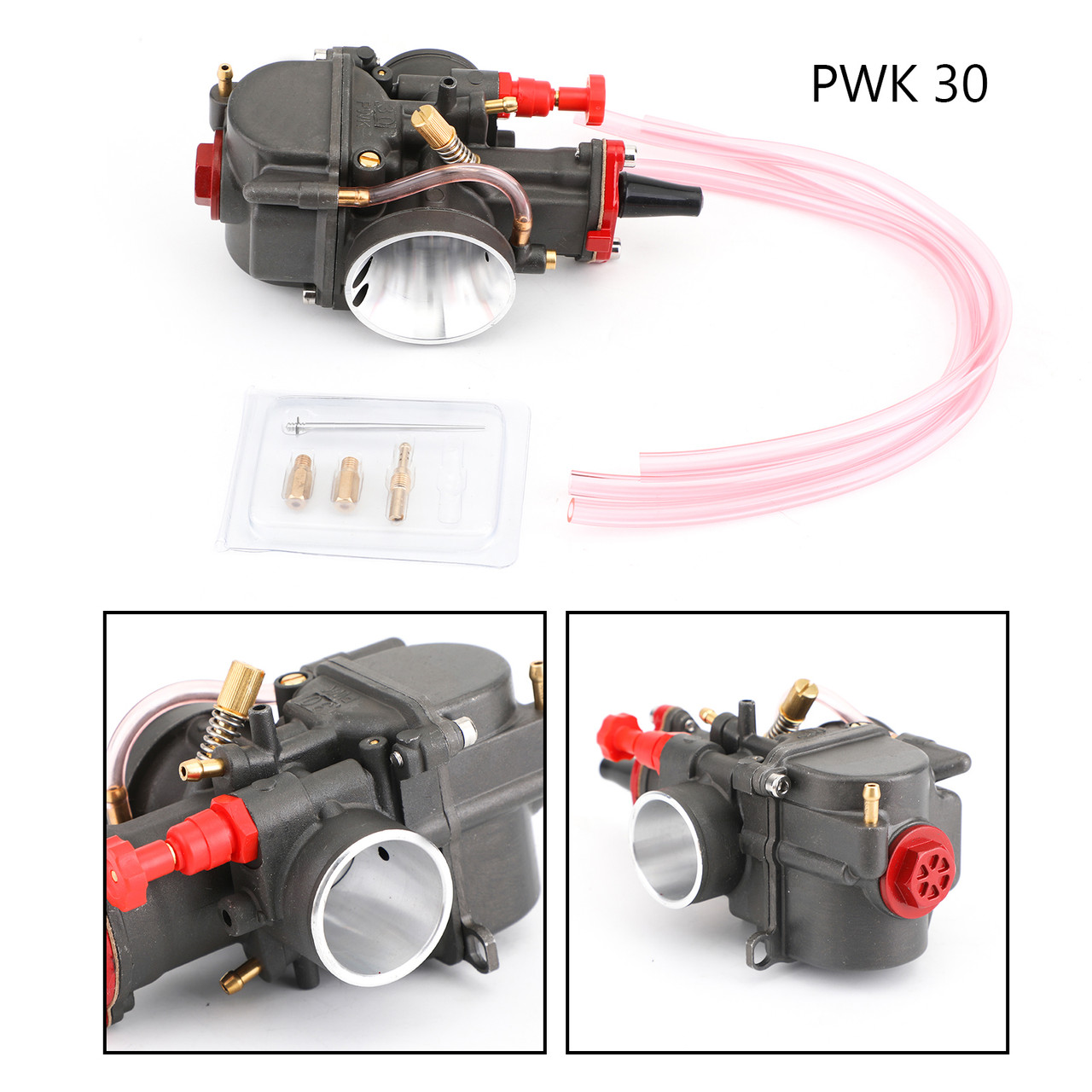 30mm Flat Slide Carburetor+Repair Tool for PWK Scooter ATV 4 Stroke 300cc Black