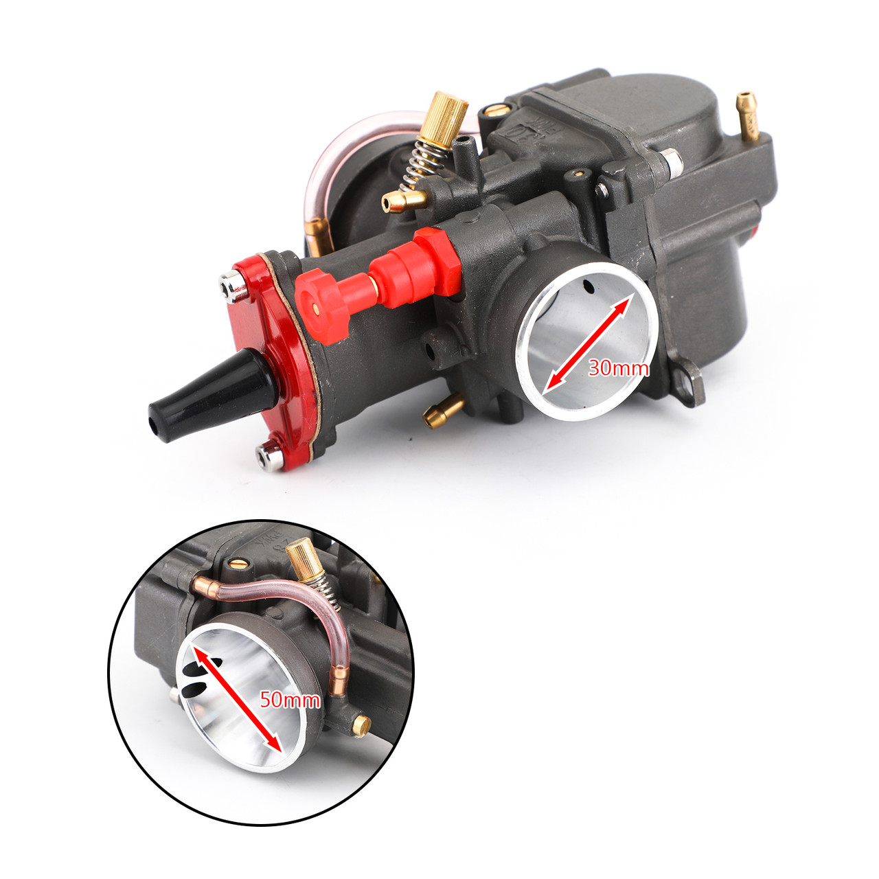 30mm Flat Slide Carburetor+Repair Tool for PWK Scooter ATV 4 Stroke 300cc Black