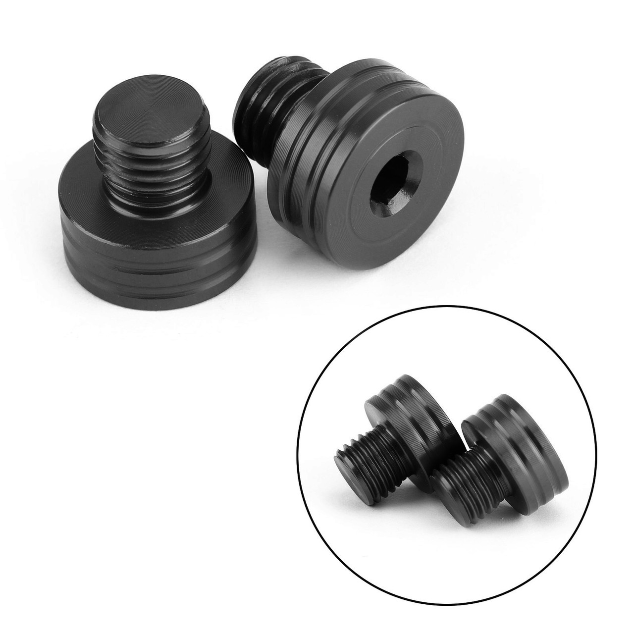 M10x1.25mm Mirror Hole Plugs Screws Left Right Hand Universal Black