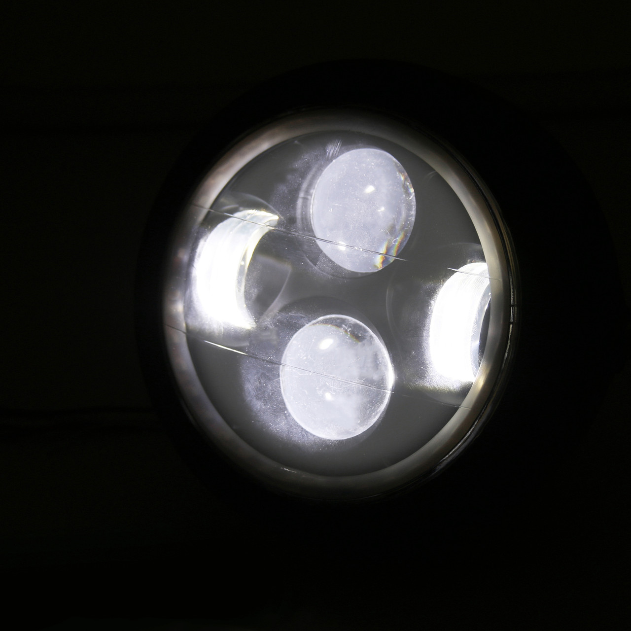 6.5" Projector LED Headlight Halo Ring For Cafe Racer Bobber White