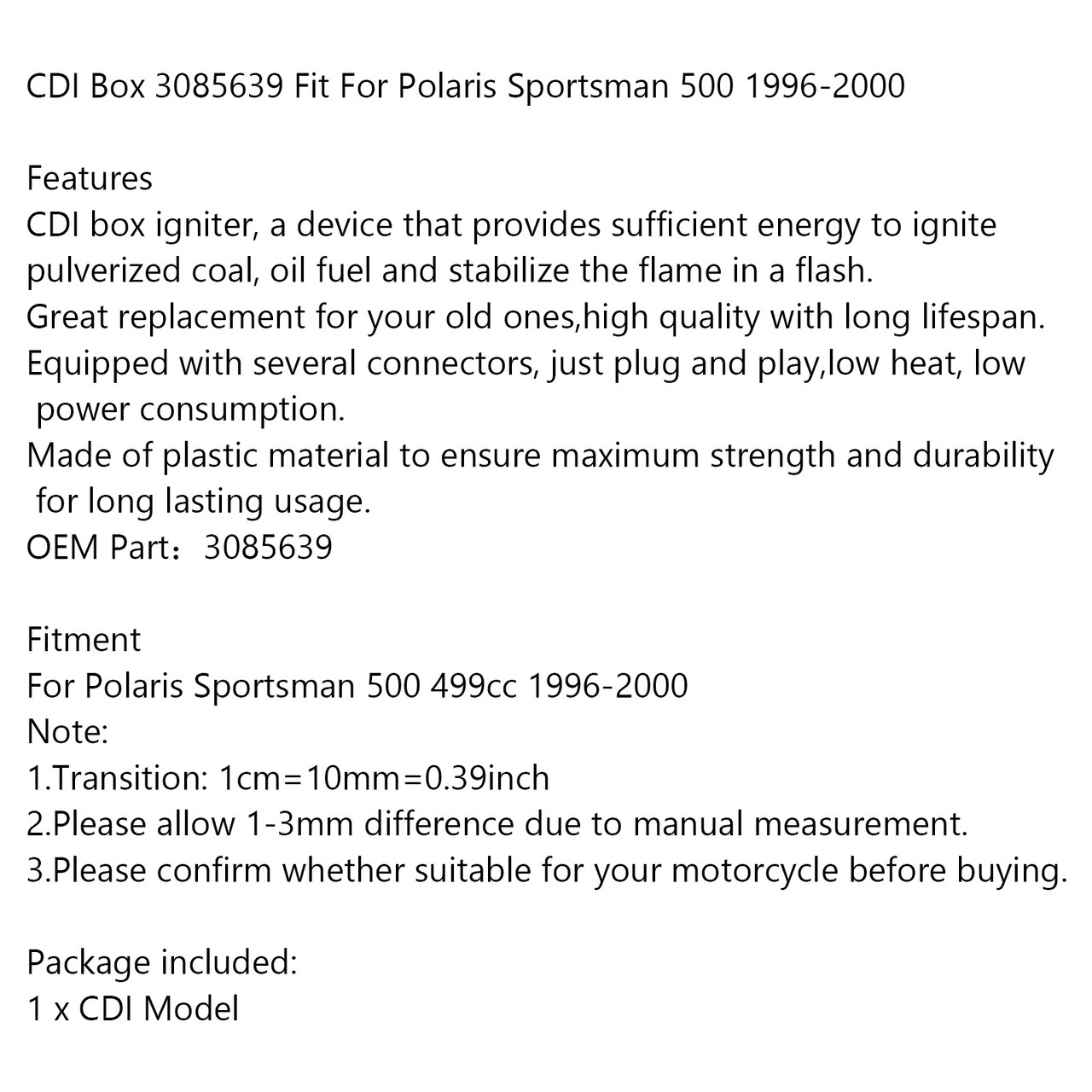 CDI Module 3085639 for Polaris Sportsman 500 499cc 1996-2000