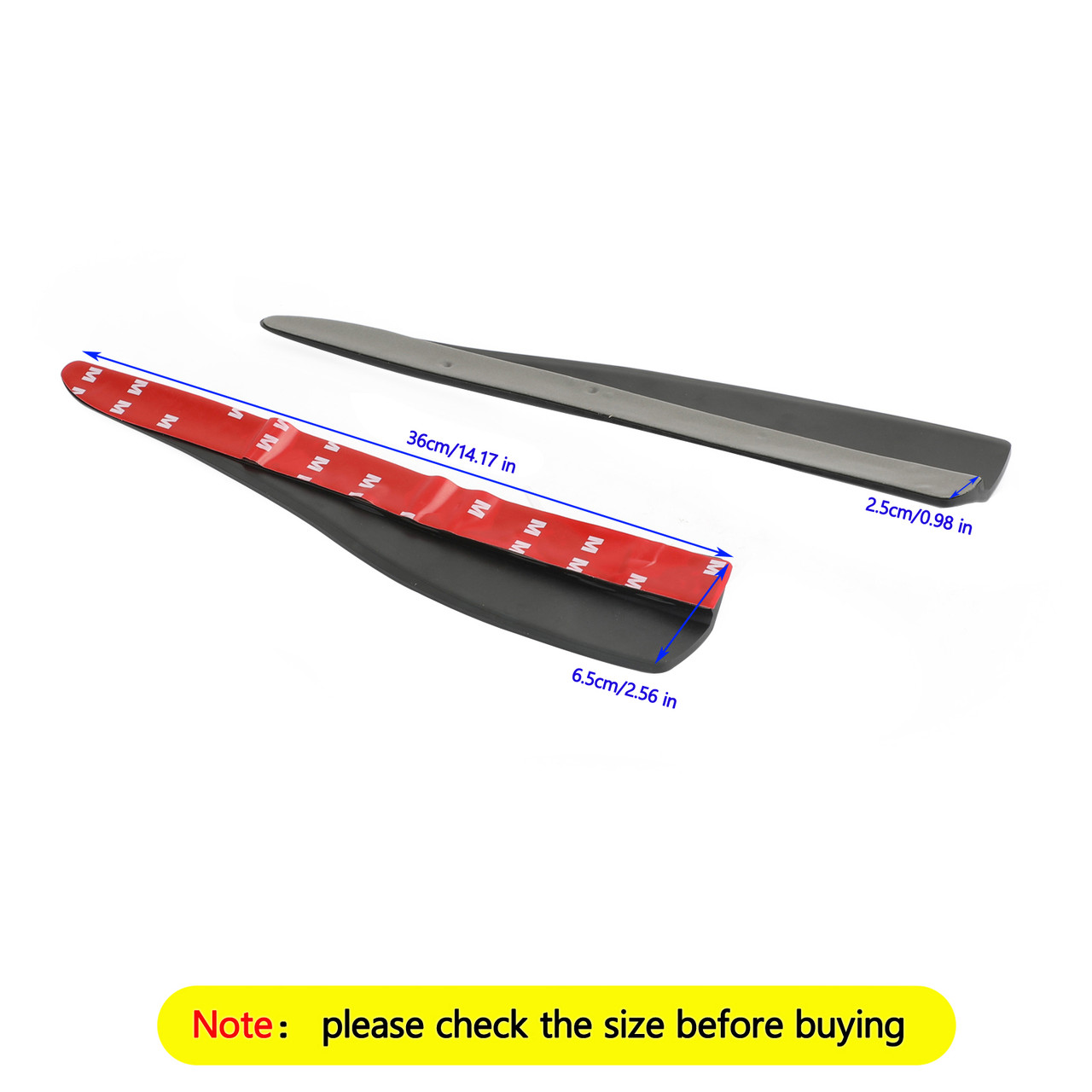 2pcs 36cm Rubber Car Front Rear Bumper Lip Anti-collision Strip Carbon Fiber