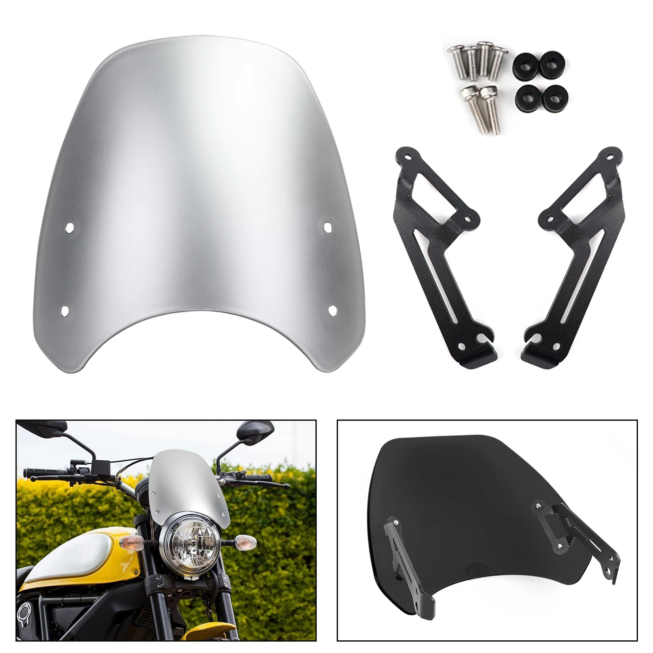 Windshield Windscreen Wind Defector protection For Ducati Scrambler 2015-2018 Silver