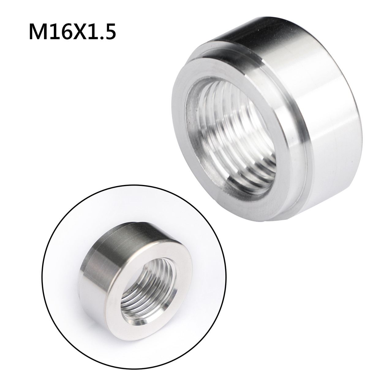 M16X1.5 Female Aluminum Weld On Fitting Bung Silver