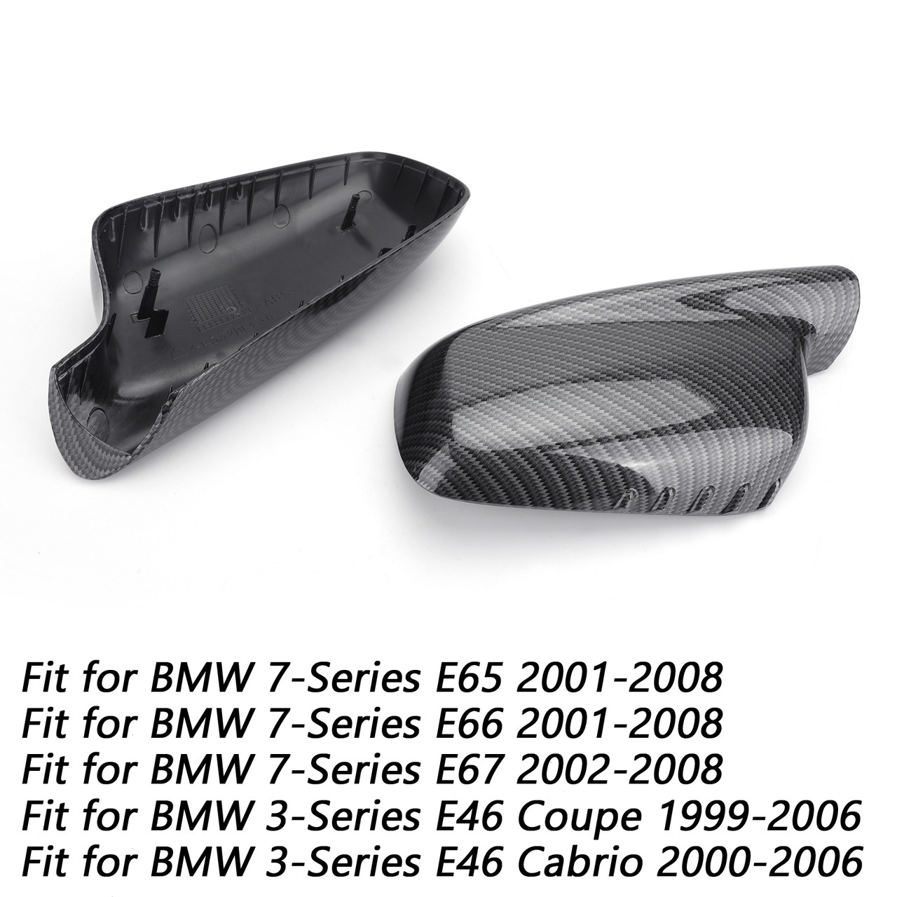 1Pair Mirror Cover Cap Fit For BMW 7-Series E65 E66 E67 01-08 3-Series E46 Coupe Cabrio 99-06 51167074235 Carbon