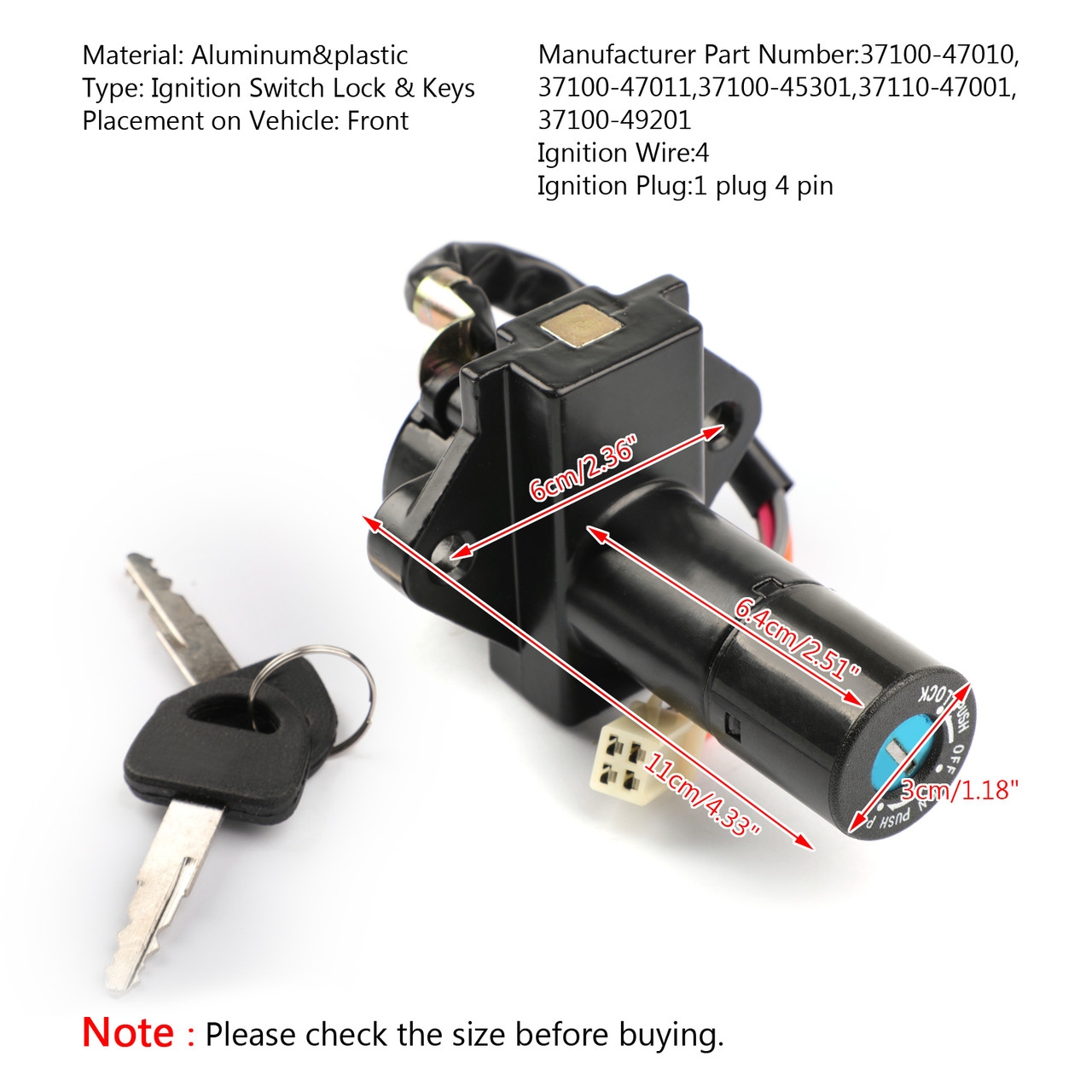 Ignition Switch Lock Keys Fit For Suzuki GSX400 E/L/S FE Katana FE Katana 80-87 750E S L Gussrad Katana 80-85 GN250 GR650 83-01