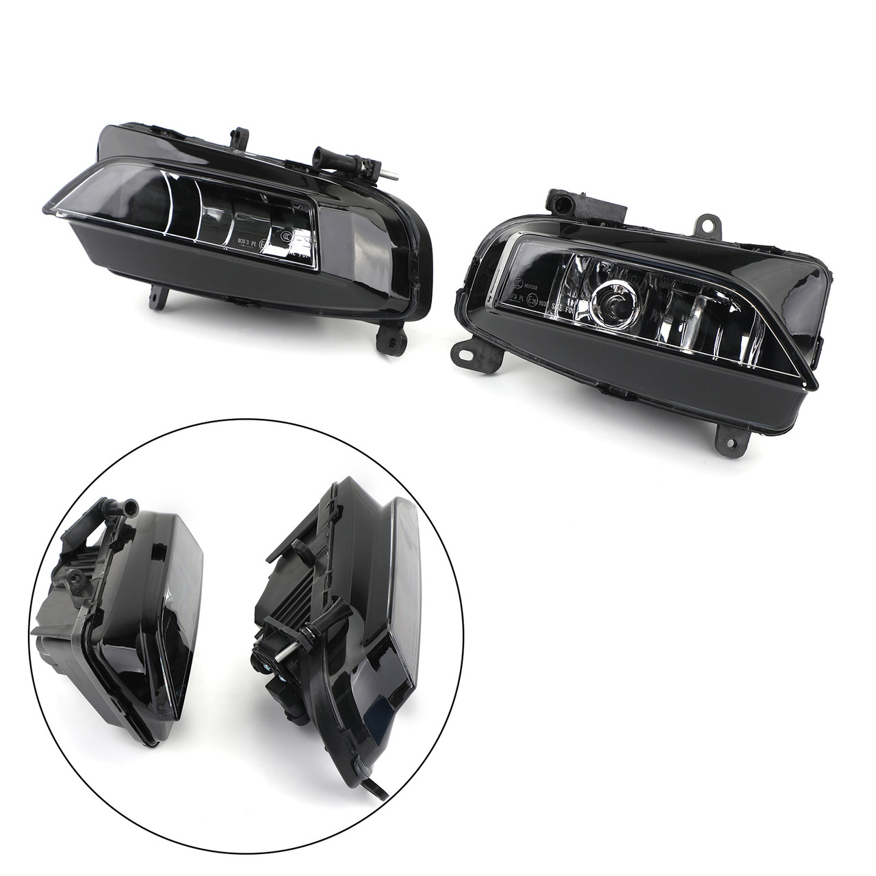 Pair Front Bumper Halogen Fog Light Lamp Fit For AUDI S4 A4 S-Line 13-15 Black