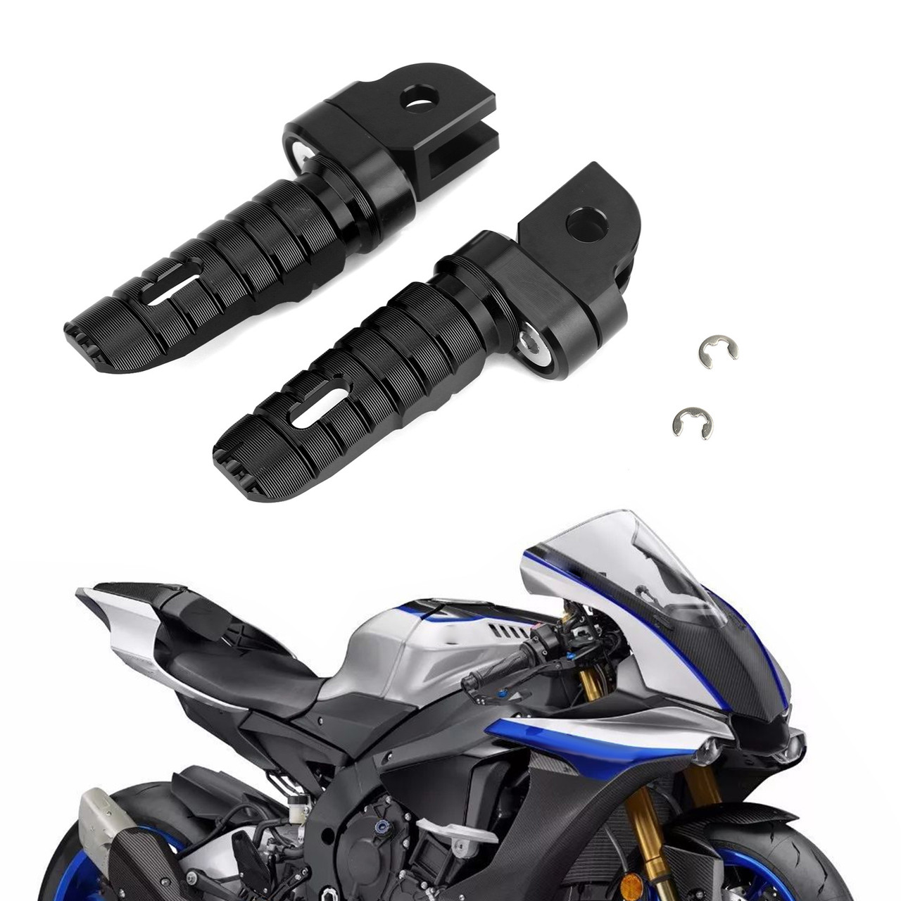 Front Footpegs Fit For YAMAHA XJR 1200 94-97 1300 98-18 MT-10 FZ-10 XSR 700 900 16-20 MT-07 FZ-07 14-20 FZS 600FAZER 98-03 Black