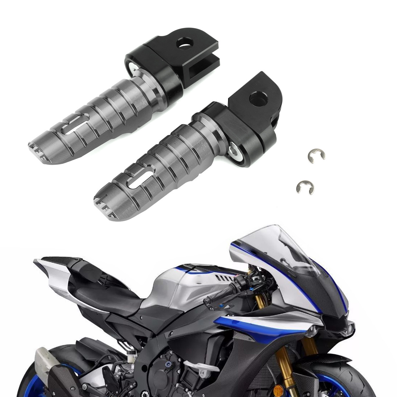 Front Footpegs Fit For YAMAHA XJR 1200 94-97 1300 98-18 MT-10 FZ-10 XSR 700 900 16-20 MT-07 FZ-07 14-20 FZS 600FAZER 98-03 Titanium