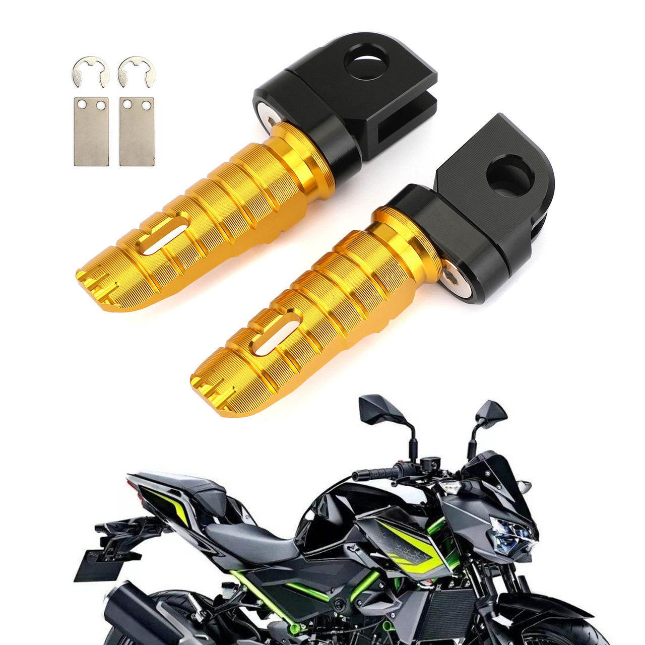 Front Footpegs Fit For KAWASAKI Z650 Z900 17-20 ER-6N 6F 09-16 ZX-10R 08-10 NINJA 650 250/R 1000/Z1000SX 12-20 Gold