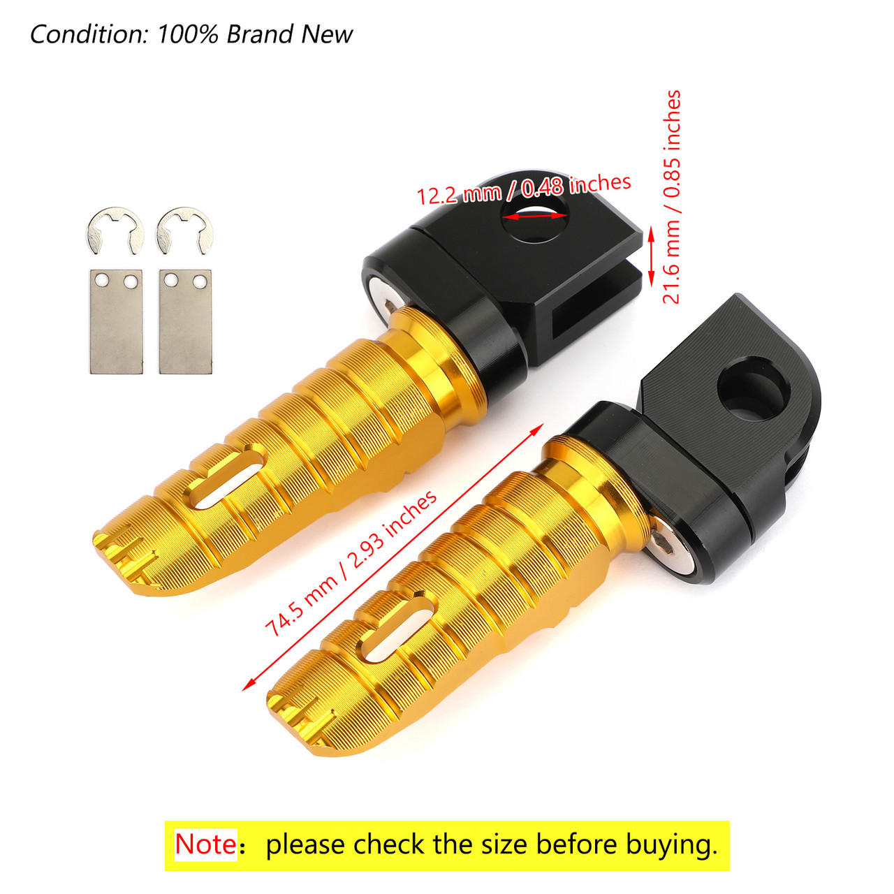 Front Footpegs Fit For KAWASAKI Z650 Z900 17-20 ER-6N 6F 09-16 ZX-10R 08-10 NINJA 650 250/R 1000/Z1000SX 12-20 Gold