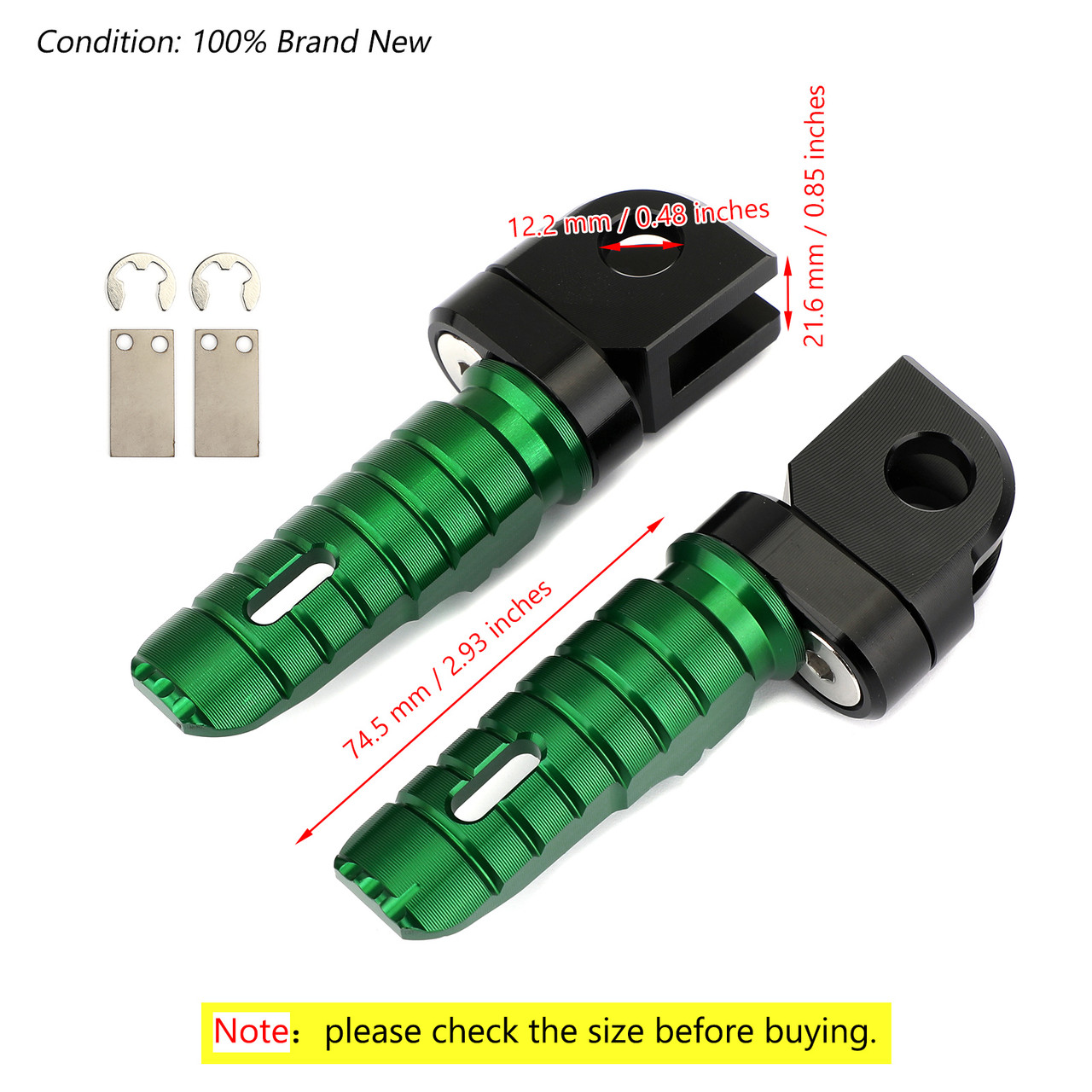 Front Footpegs Fit For KAWASAKI Z650 Z900 17-20 ER-6N 6F 09-16 ZX-10R 08-10 NINJA 650 250/R 1000/Z1000SX 12-20 Green