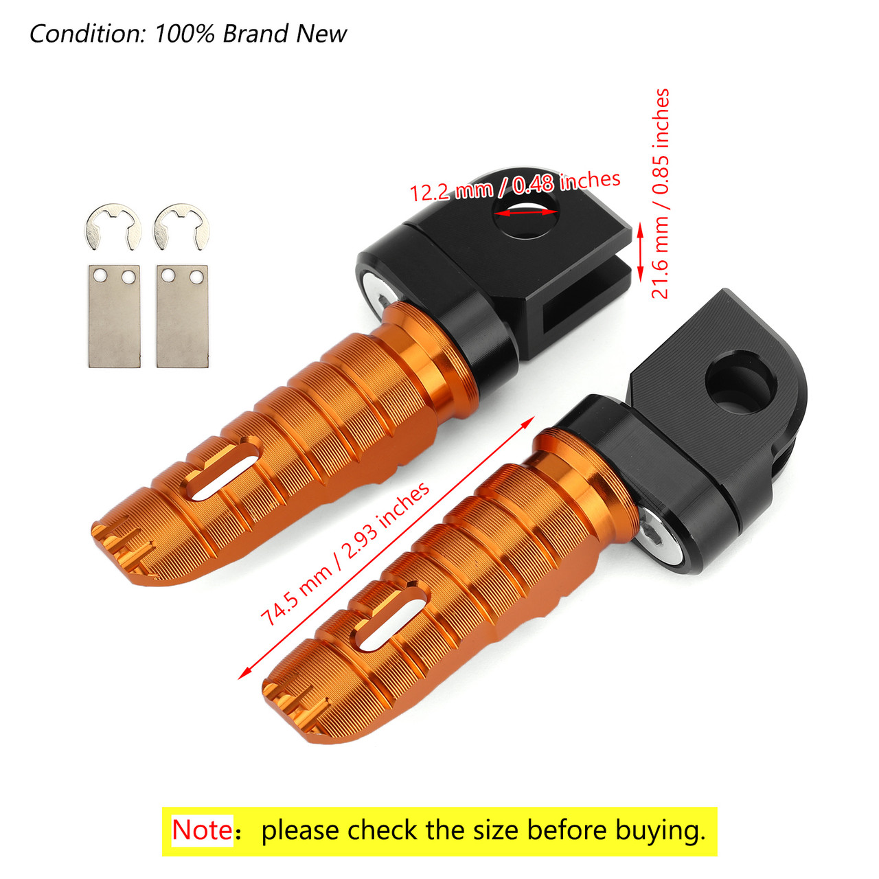 Front Footpegs Fit For KAWASAKI Z650 Z900 17-20 ER-6N 6F 09-16 ZX-10R 08-10 NINJA 650 250/R 1000/Z1000SX 12-20 Orange