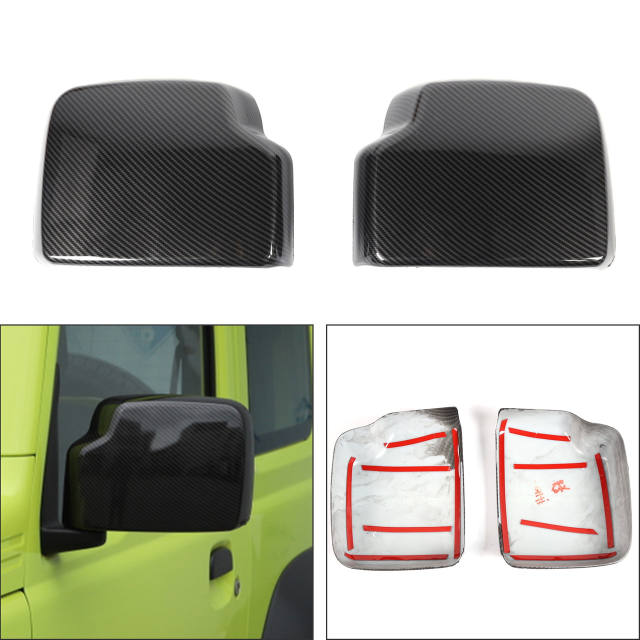 ABS Exterior Rearview Mirror Cover Fit For Suzuki Jimny 19-20 Carbon