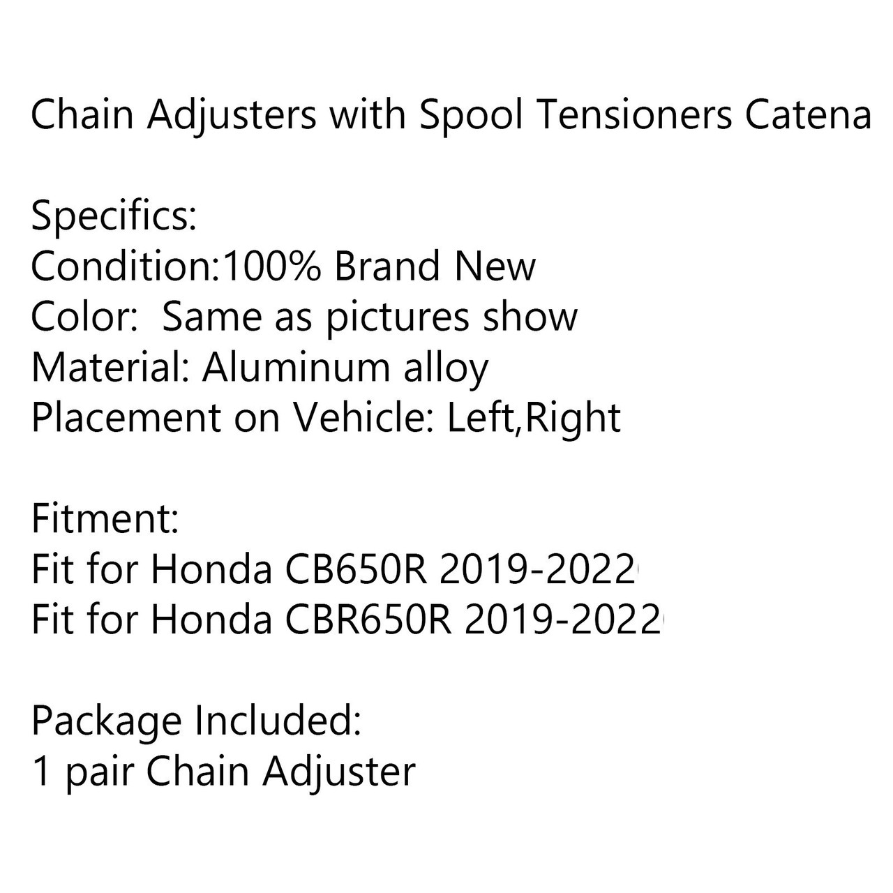 Chain Adjusters with Spool Tensioners Fit For Honda CB650R CBR650R 19-22 Titanium