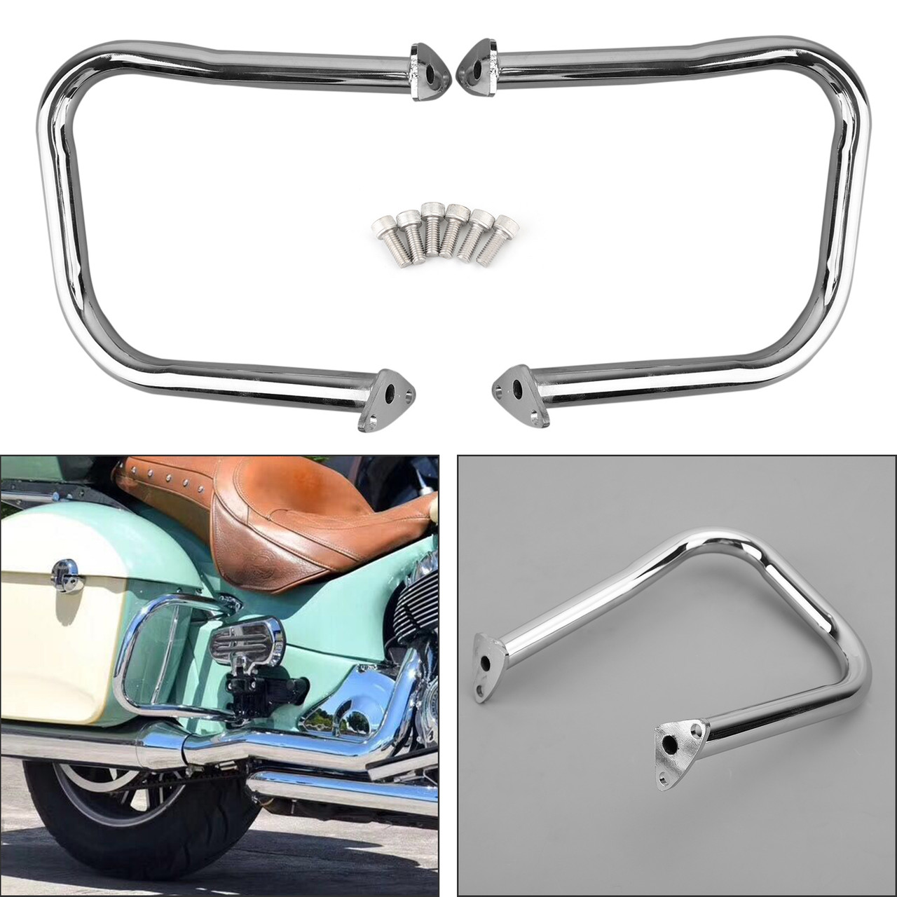 Rear Highway Bars Fit For Indian Chief Classic 14-18 Dark Horse 16-20 Chieftain Classic 18-20 Roadmaster 15-20 Springfield 16-20 Chrome