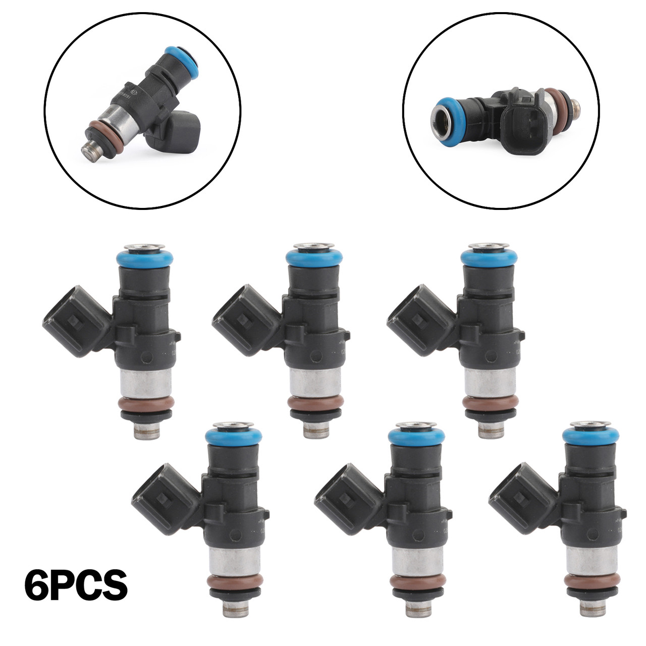 6 PCS Fuel Injectors 0280158091 Fit For Ford Edge Flex Fusion 07-11 Taurus 07-10 Lincoln MKS/MKT/MKX/MKZ Mazda 6 07-11 Black