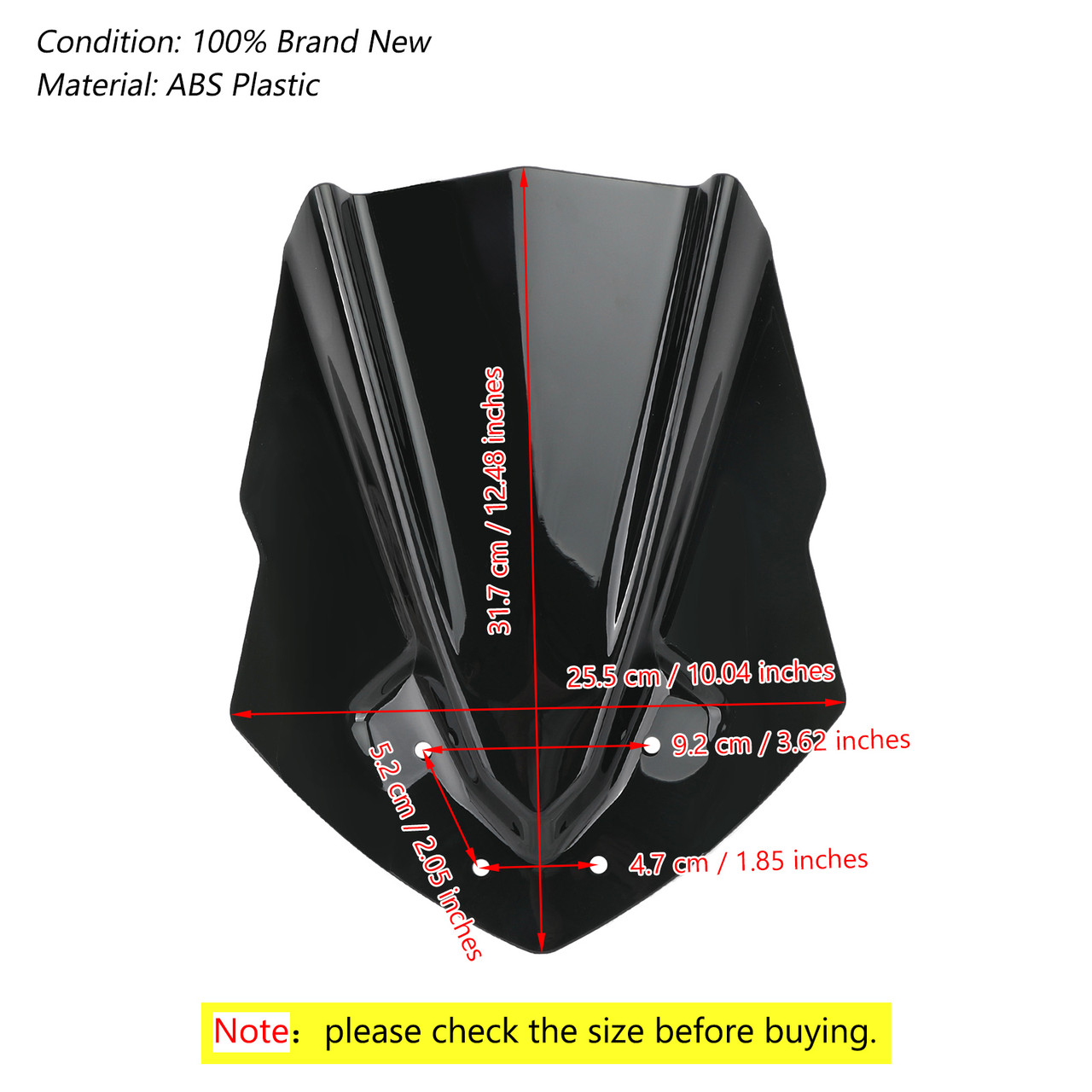 ABS Plastic Windshield Windscreen Fit For Yamaha MT125 15-19 Black
