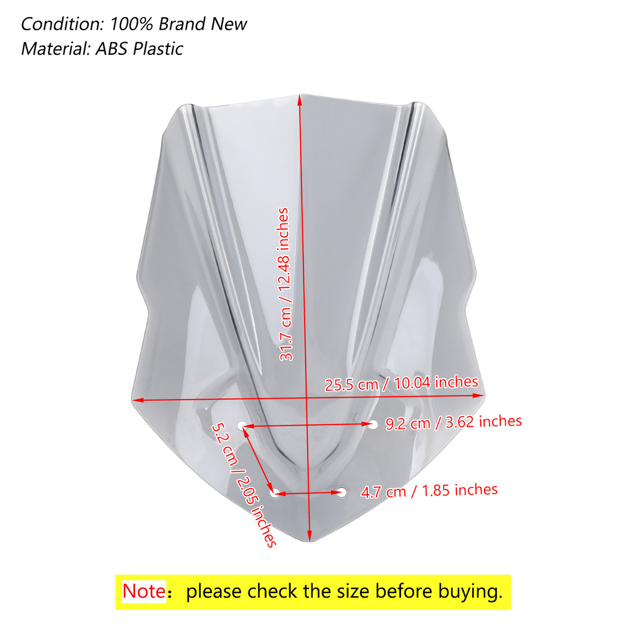 ABS Plastic Windshield Windscreen Fit For Yamaha MT125 15-19 Gray