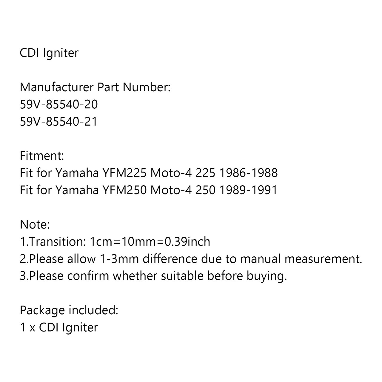 CDI Igniter Fit for Yamaha YFM225 Moto-4 225 86-88 250 89-91