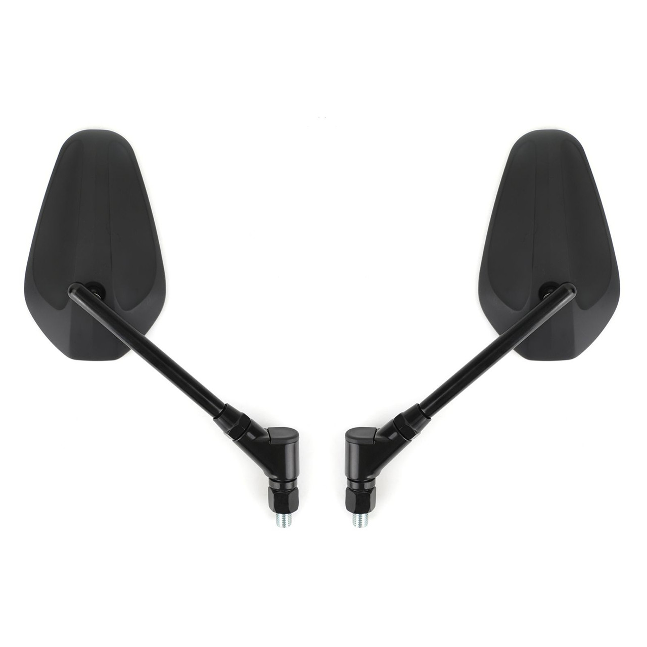 Pair M10x1.25 Stainless Steel Stem Rearview Side Mirrors Fit for Motorcycle Moped Scooter Quad ATV UNIVERSAL Black