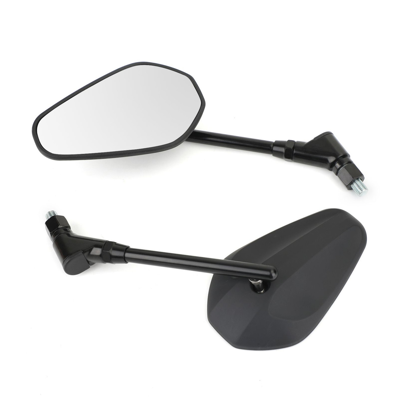 Pair M10x1.25 Stainless Steel Stem Rearview Side Mirrors Fit for Motorcycle Moped Scooter Quad ATV UNIVERSAL Black