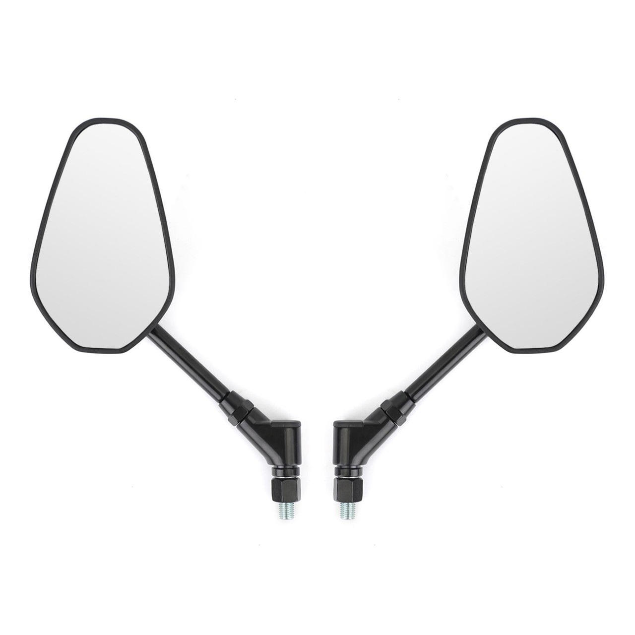 Pair M10x1.25 Stainless Steel Stem Rearview Side Mirrors Fit for Motorcycle Moped Scooter Quad ATV UNIVERSAL Black