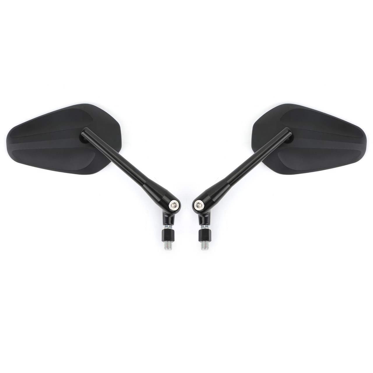 Pair M10x1.25 Aluminum Stem Rearview Side Mirrors Fit for Motorcycle Moped Scooter Quad ATV UNIVERSAL Black