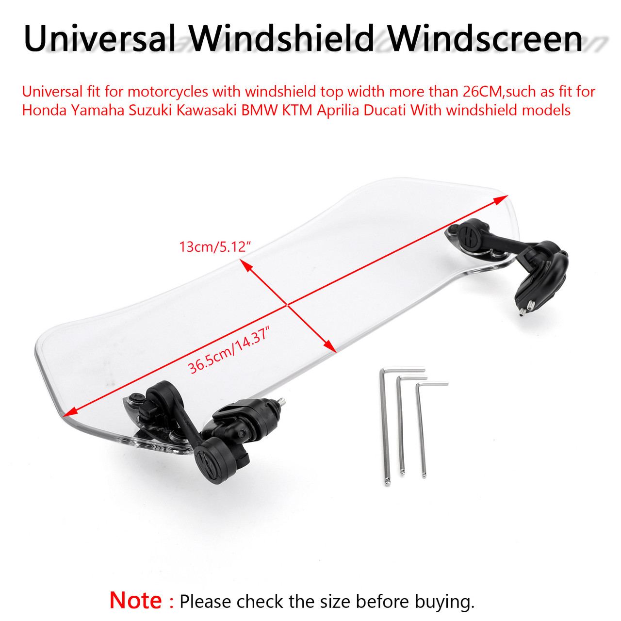 Universal Plastic Scooter Motorcycle Motorbike Front Windscreen Windshield Clear