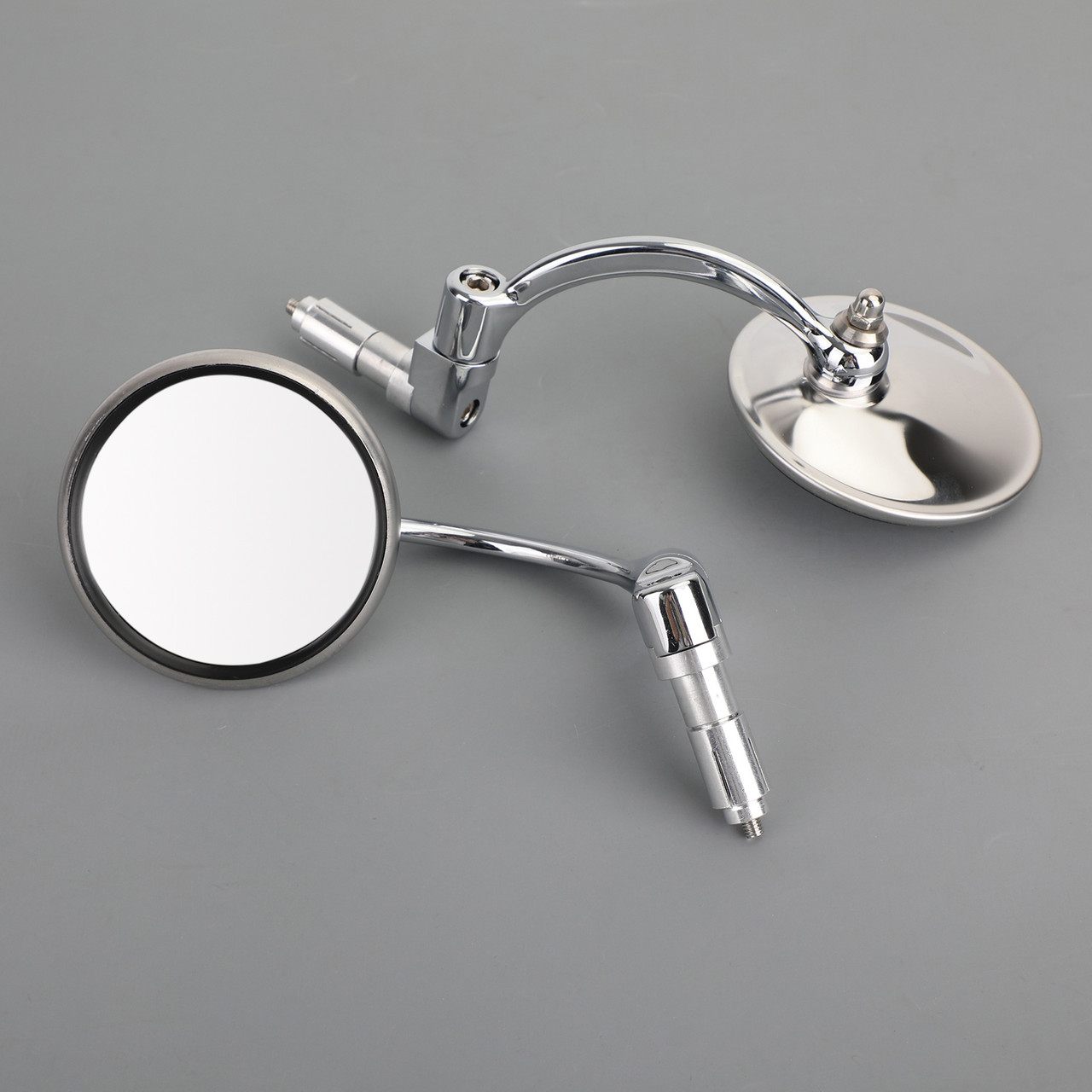 Universal Chrome Round Rearview Mirrors Bar End Side Mirrors for Motorcycle Chopper Bobber Cafe Racer