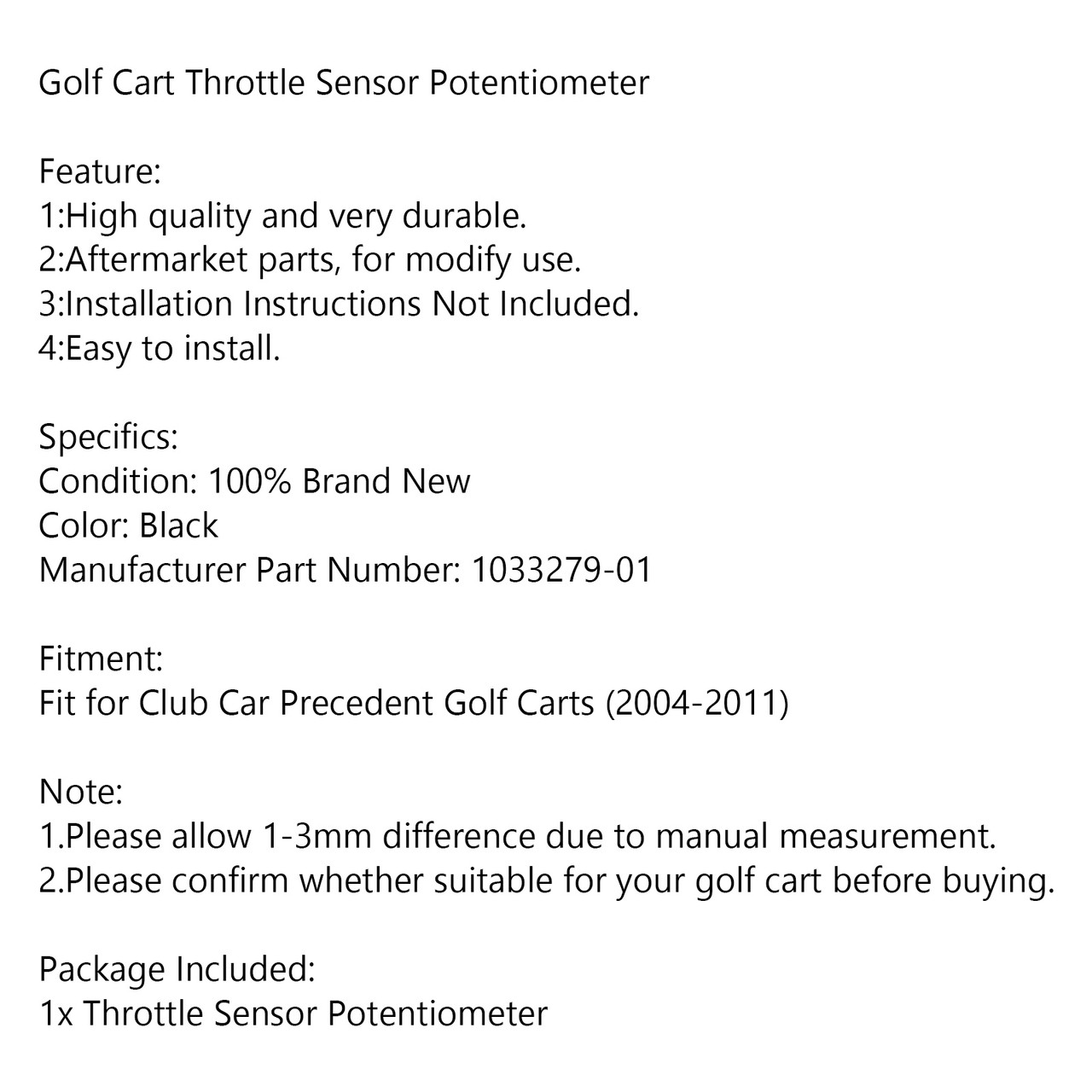 Throttle Sensor Potentiometer fit for Club Car Precedent Mcor 04-11