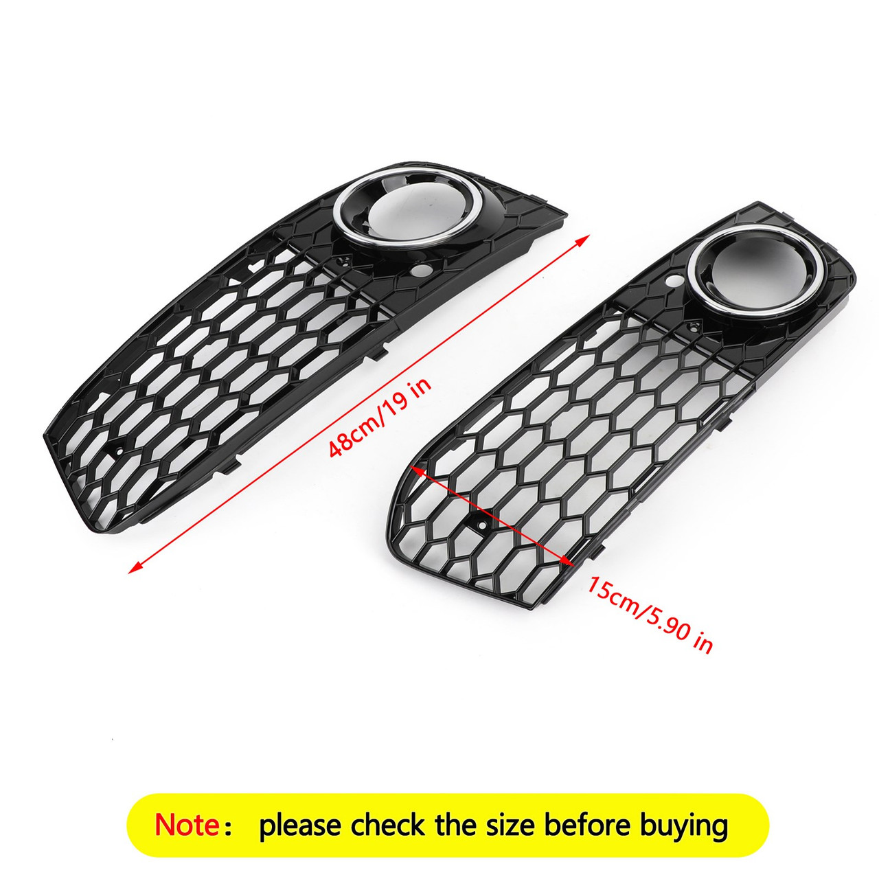 Pair Honeycomb Mesh Fog Light Open Vent Grill Intake For Audi A4 B8 09-12