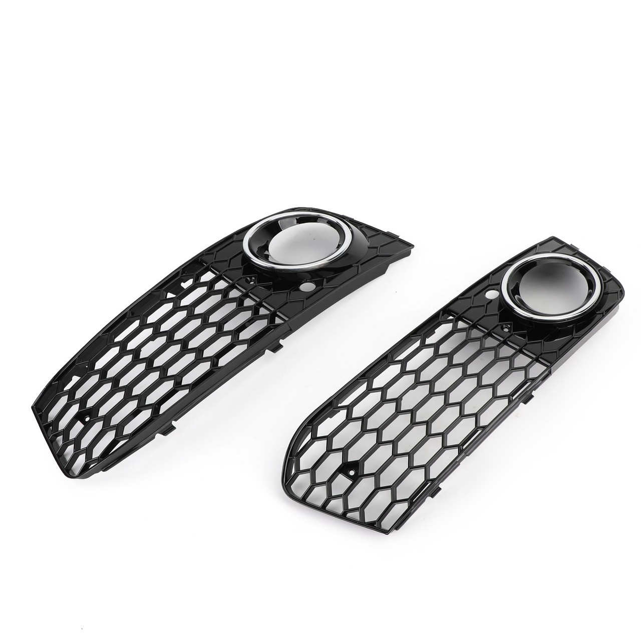 Pair Honeycomb Mesh Fog Light Open Vent Grill Intake For Audi A4 B8 09-12