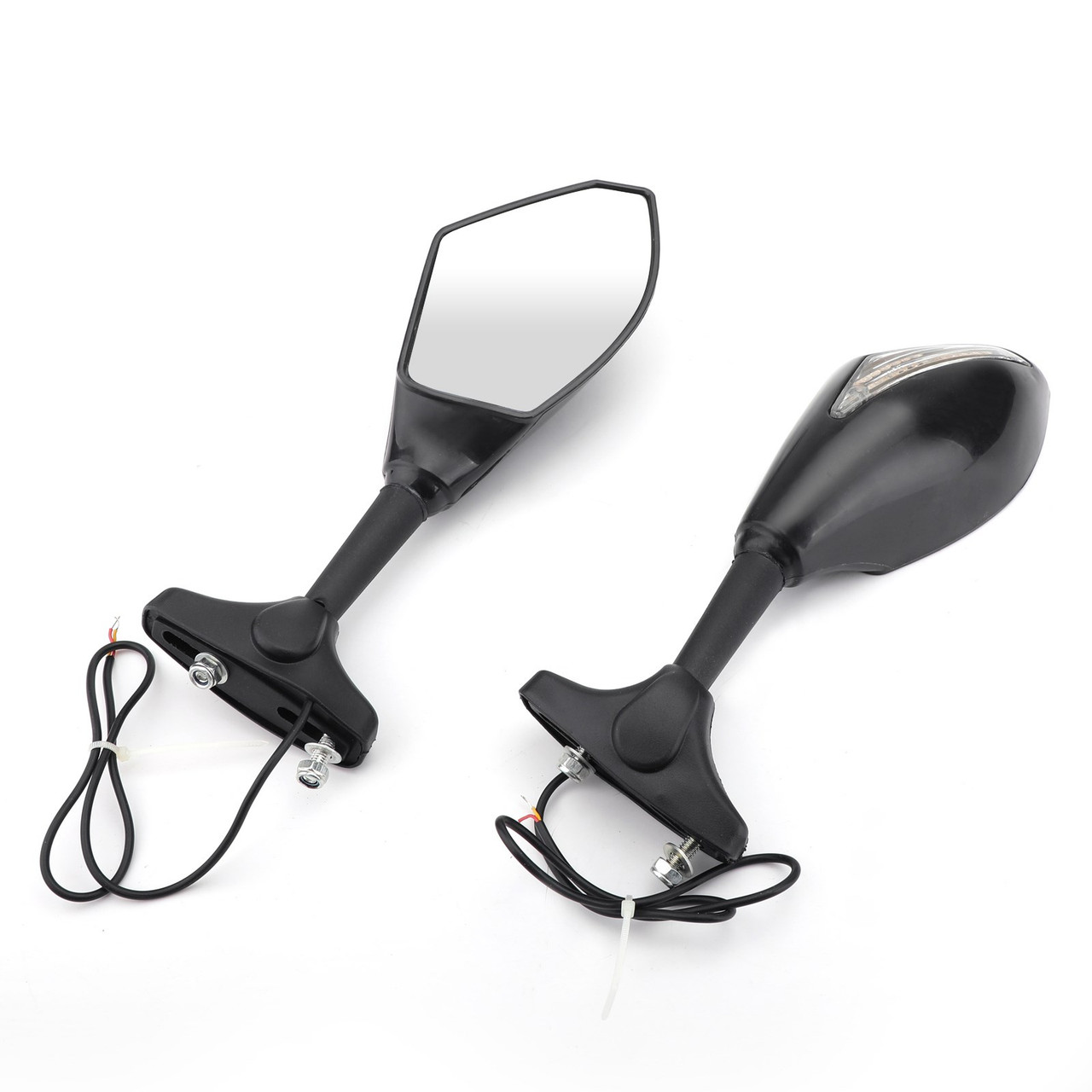 Black Rear View Side Mirrors With LED Turn Signals Fit For Suzuki GSXR 600/700/1000/1100 09-12 GSF 600S 03-04 RF900R 95-99 Black