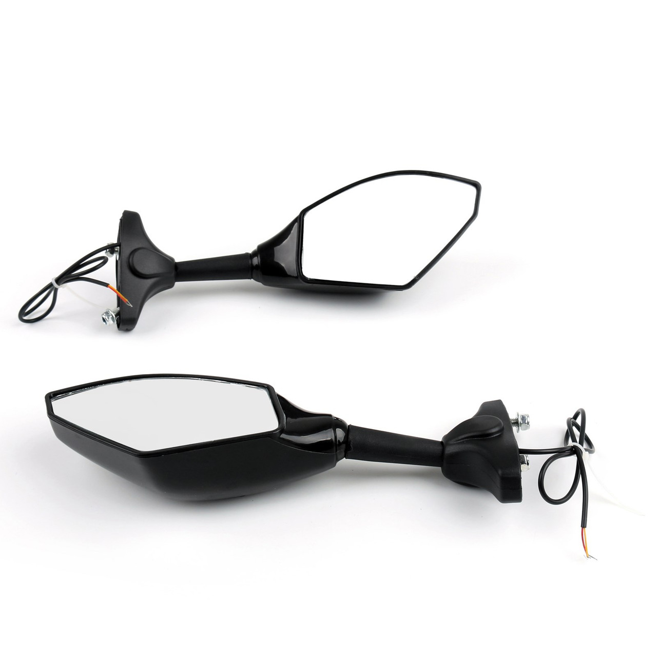 Black Rear View Side Mirrors With Turn Signals Fit For Triumph