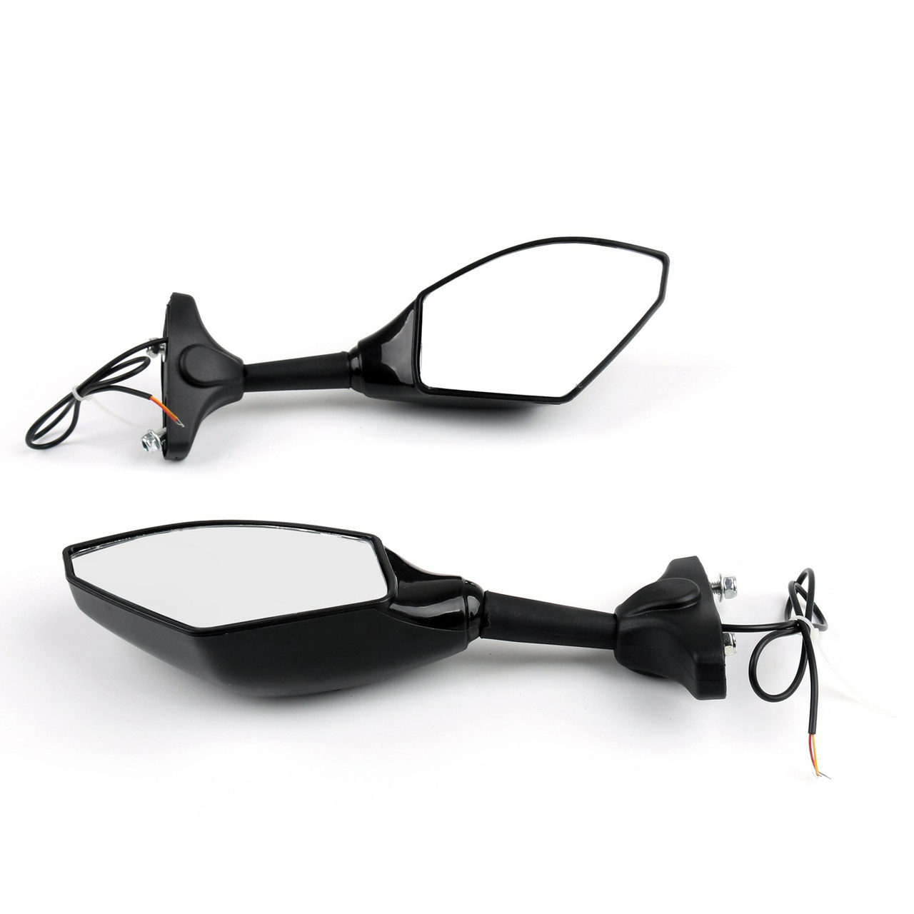 Black Rear View Side Mirrors With LED Turn Signals Fit For Triumph Daytona 675 675R 2011 TT600 00-03 Trophy 1200 91-04 Black