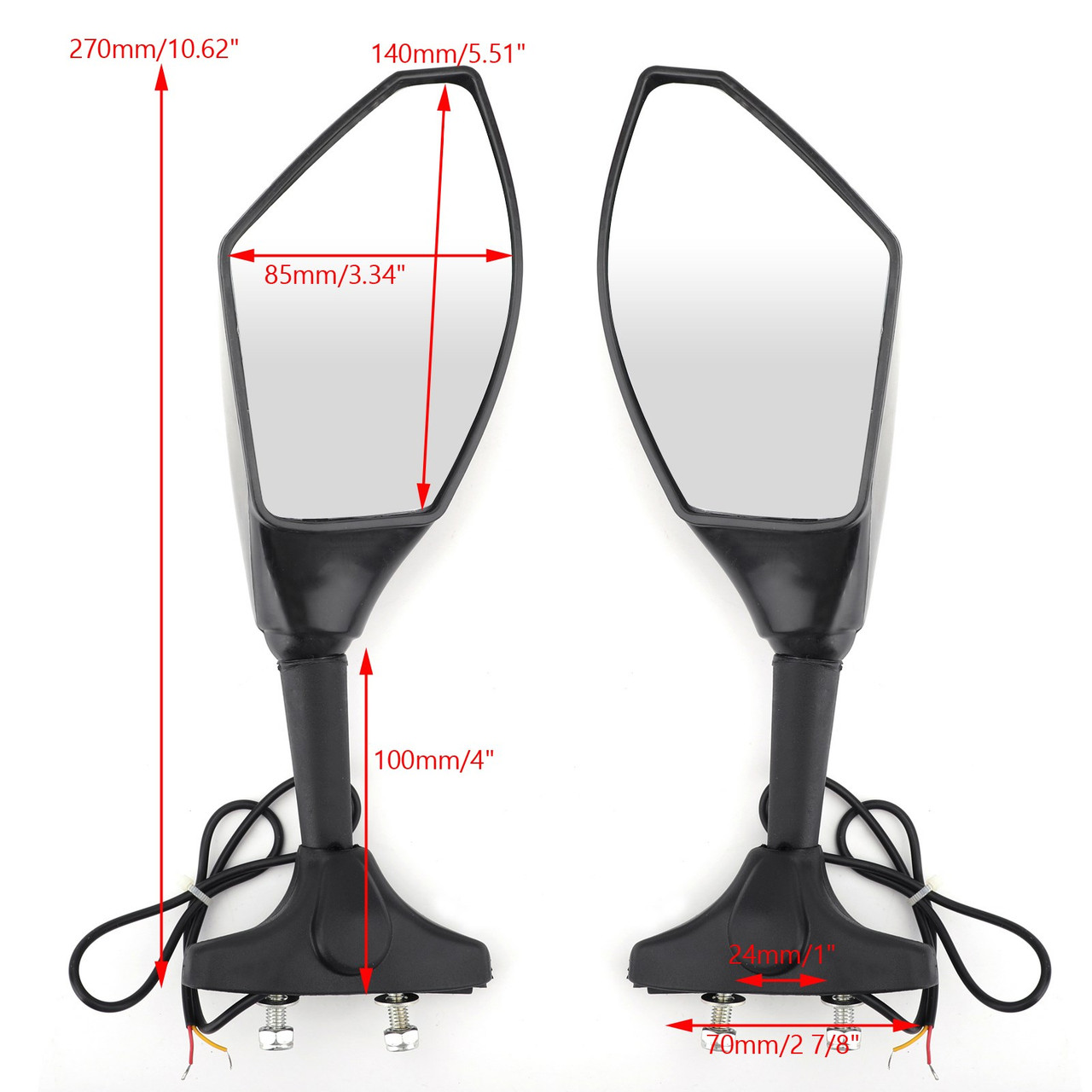 Black Rear View Side Mirrors With LED Turn Signals Fit For Ducati W/Fairing-Mounted Mirrors Black