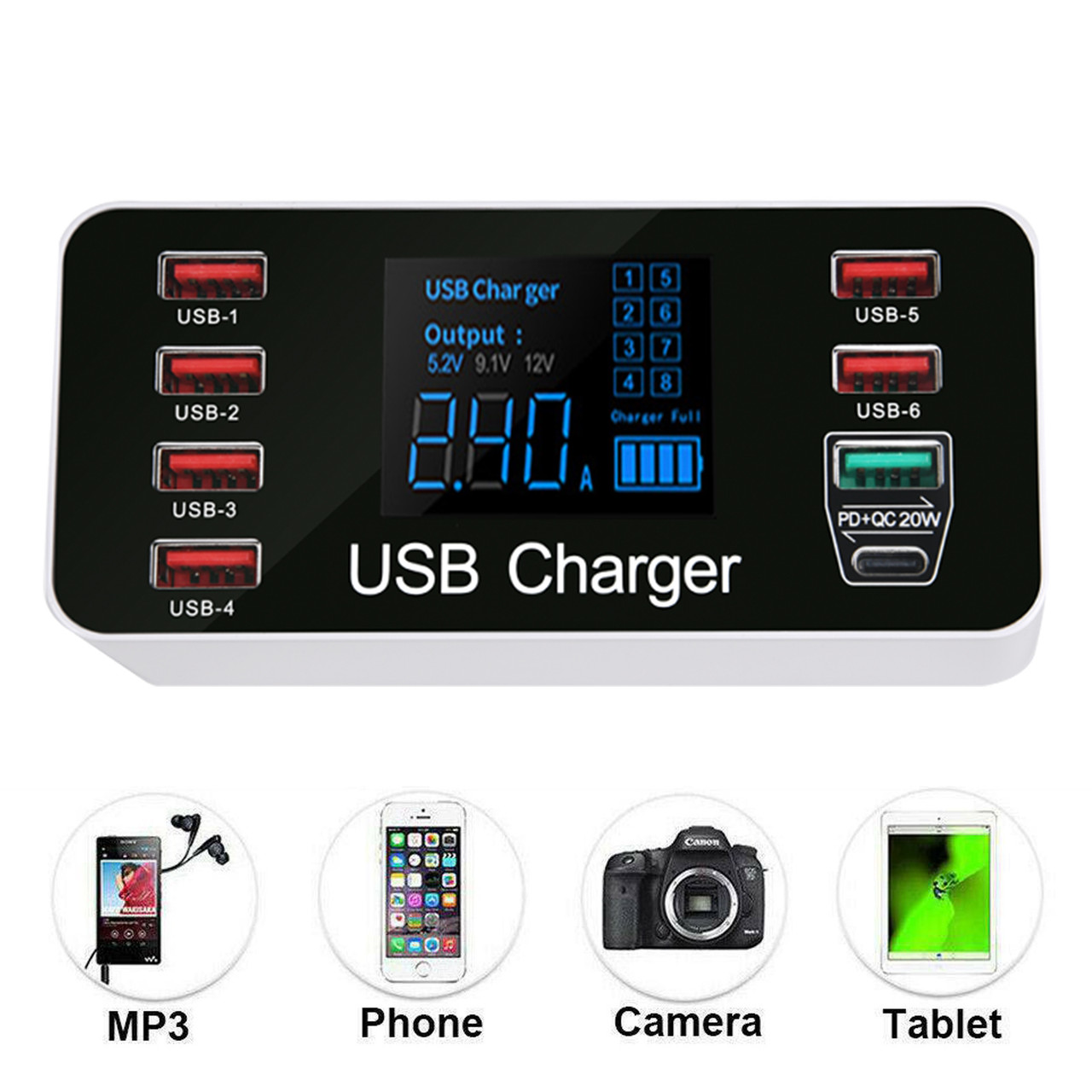 8 Port Multi USB AC Wall Charger Hub Smart Quick Fast Wall Charging Station