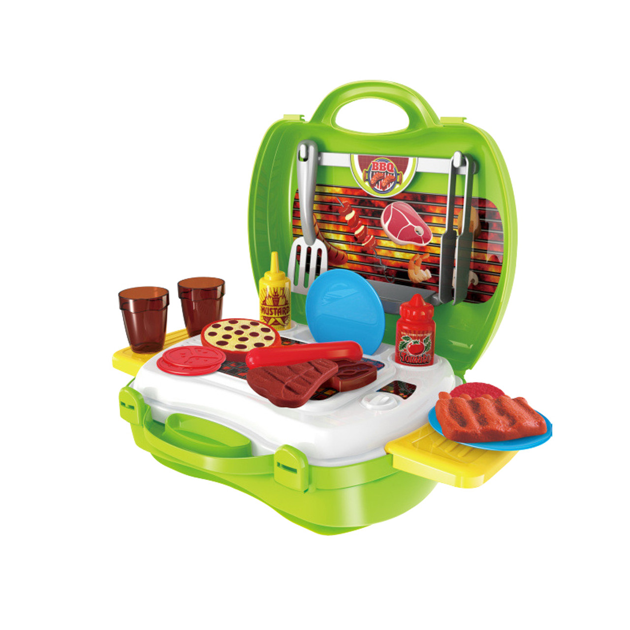 Pretend Play Kitchen Set Toys Bbq Grill For Kid Toddler Children Food Cooking