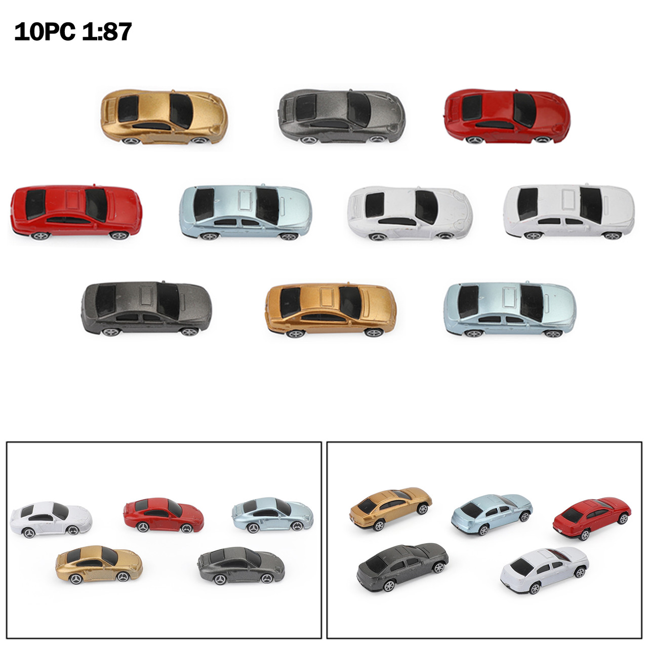 10Pcs HO Scale Model Car 1:87 Building Train Scenery Architecture Model