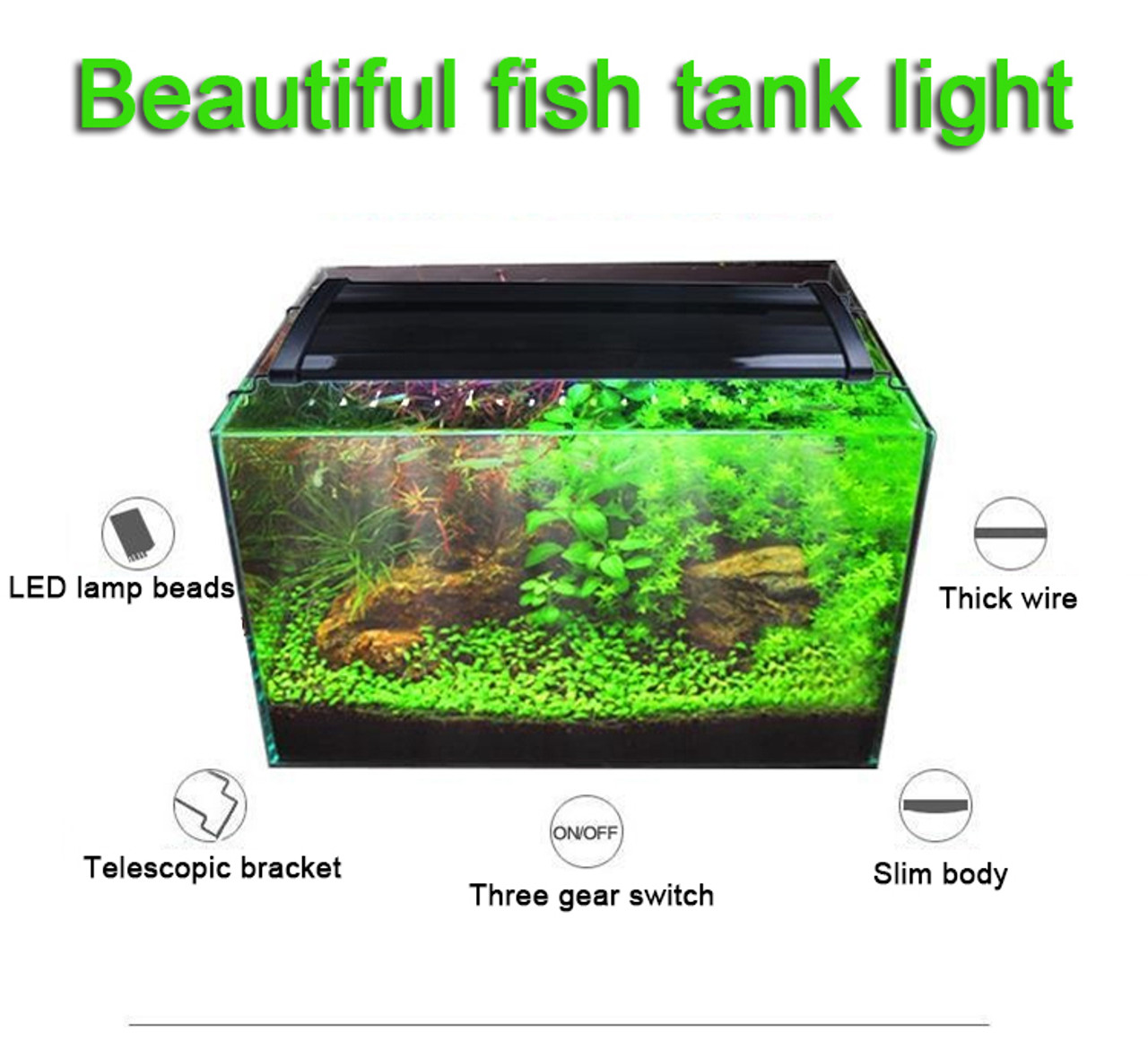 90cm LED Light Aquarium Fish Tank 0.5W Full Spectrum Plant Marine