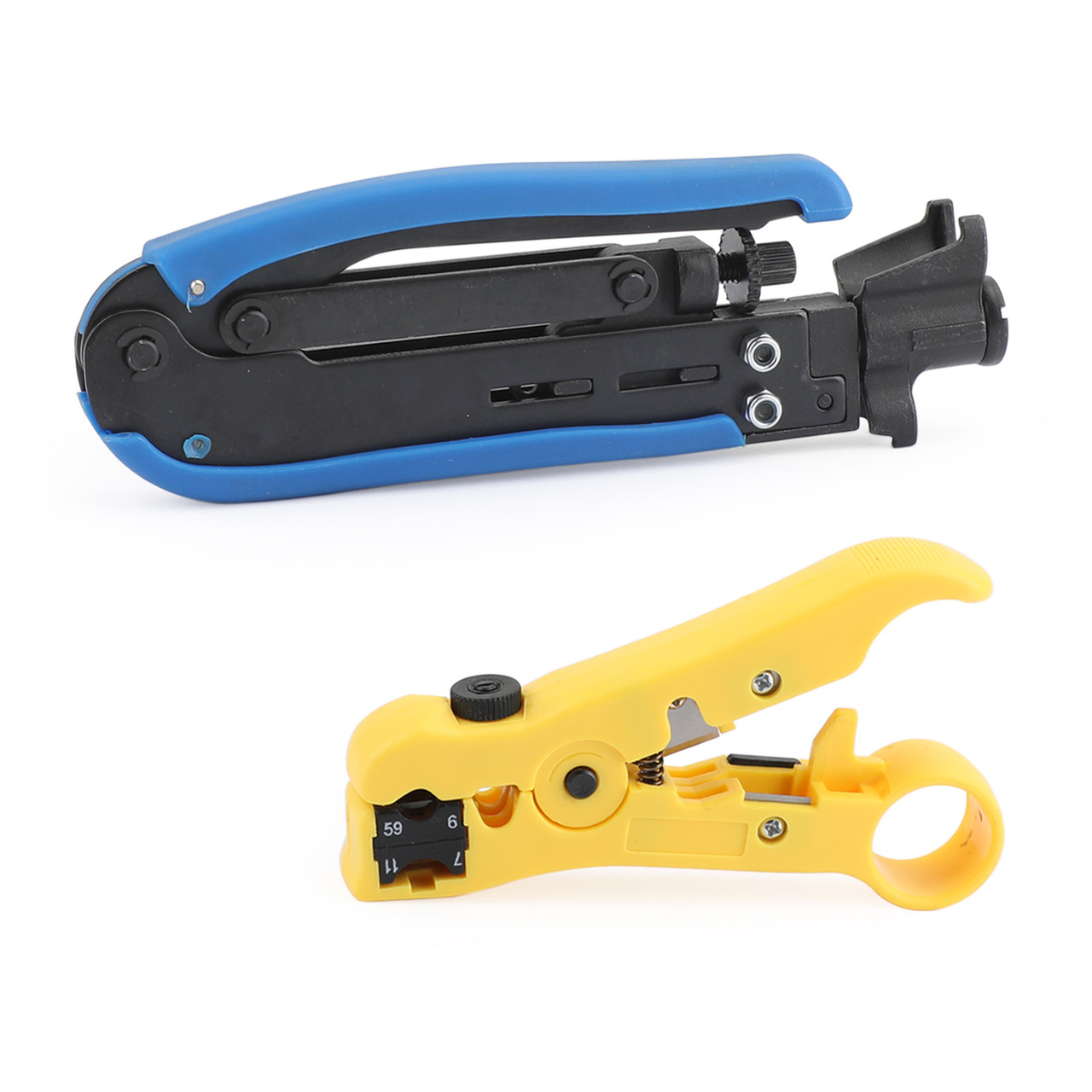 Cable Coax Coaxial Crimper Stripper + Compression Tool F RG59 RG6 RG11 Connector