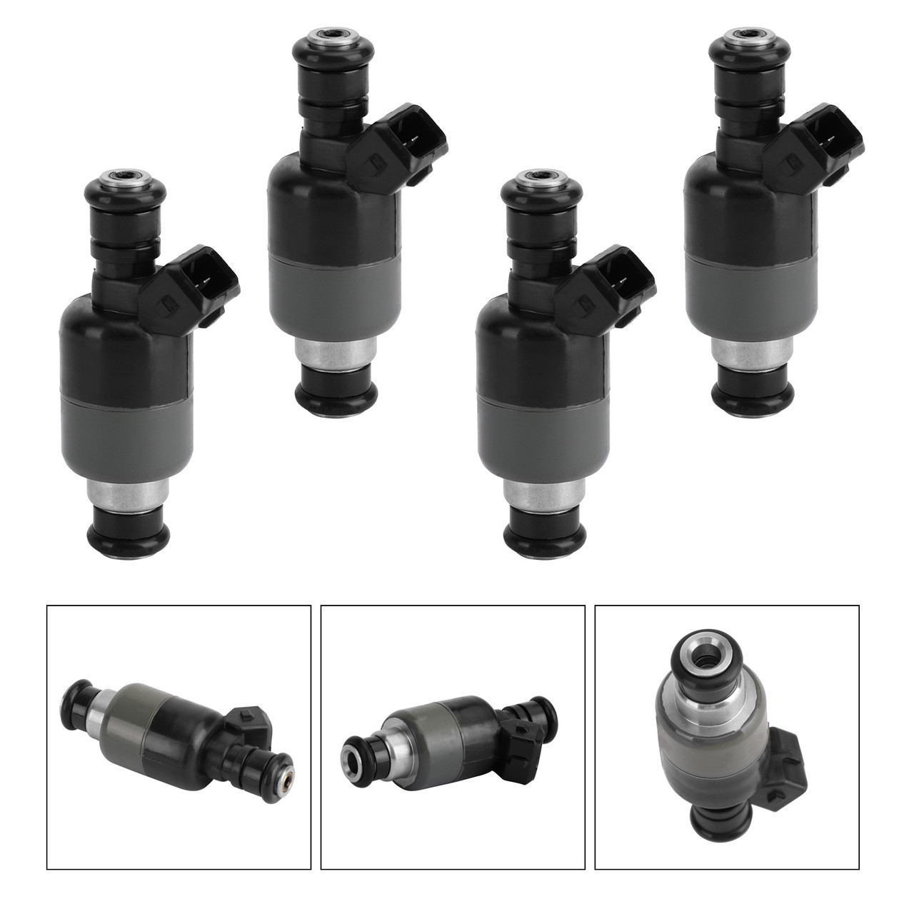 4PCS Fuel Injector Fit For Daewoo Lanos S Hatchback Sedan Sport Hatchback 99-02 Black 17103677 25176913