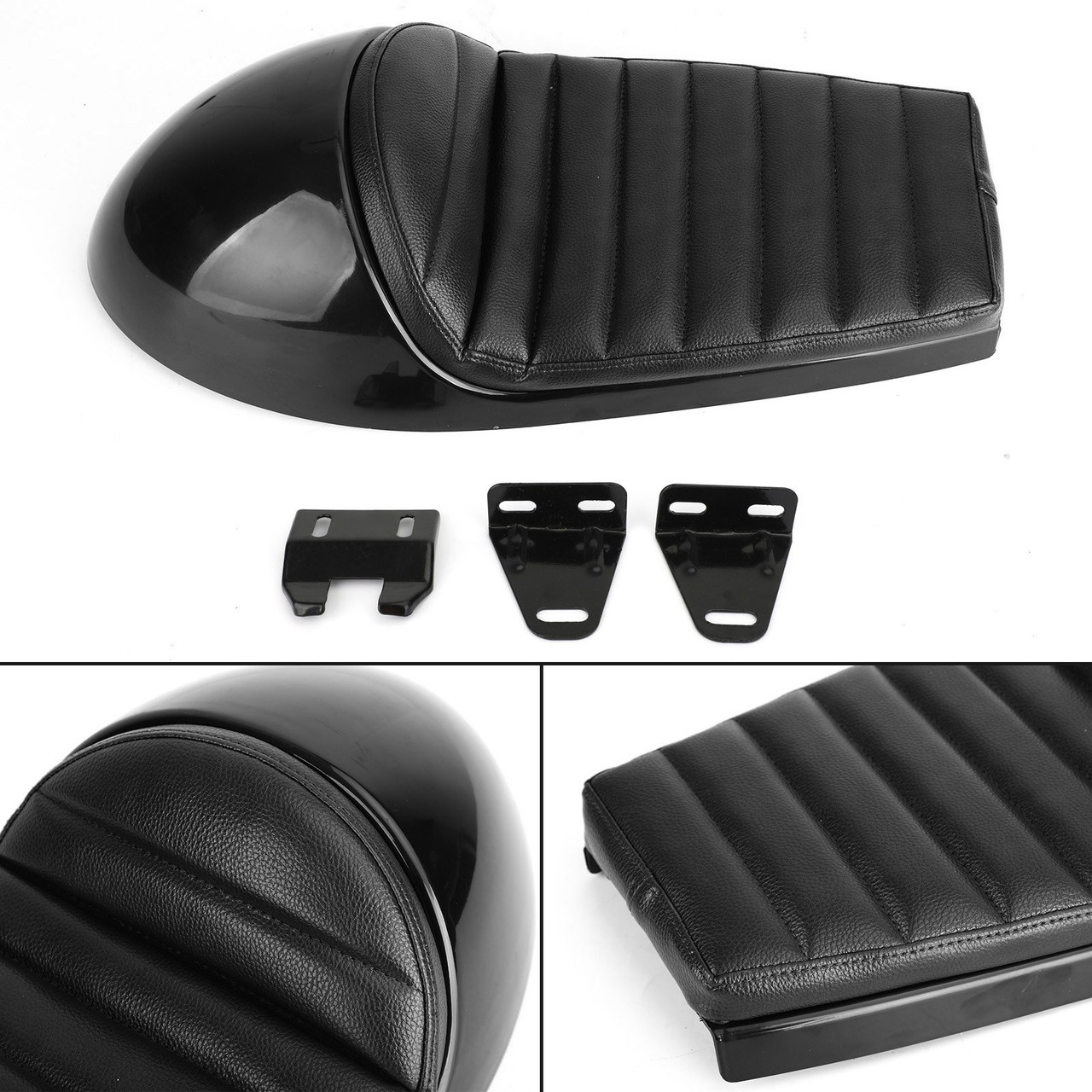 Universal Cafe Racer Seat Retro Vintage Cushion Scrambler Saddle Bench Black