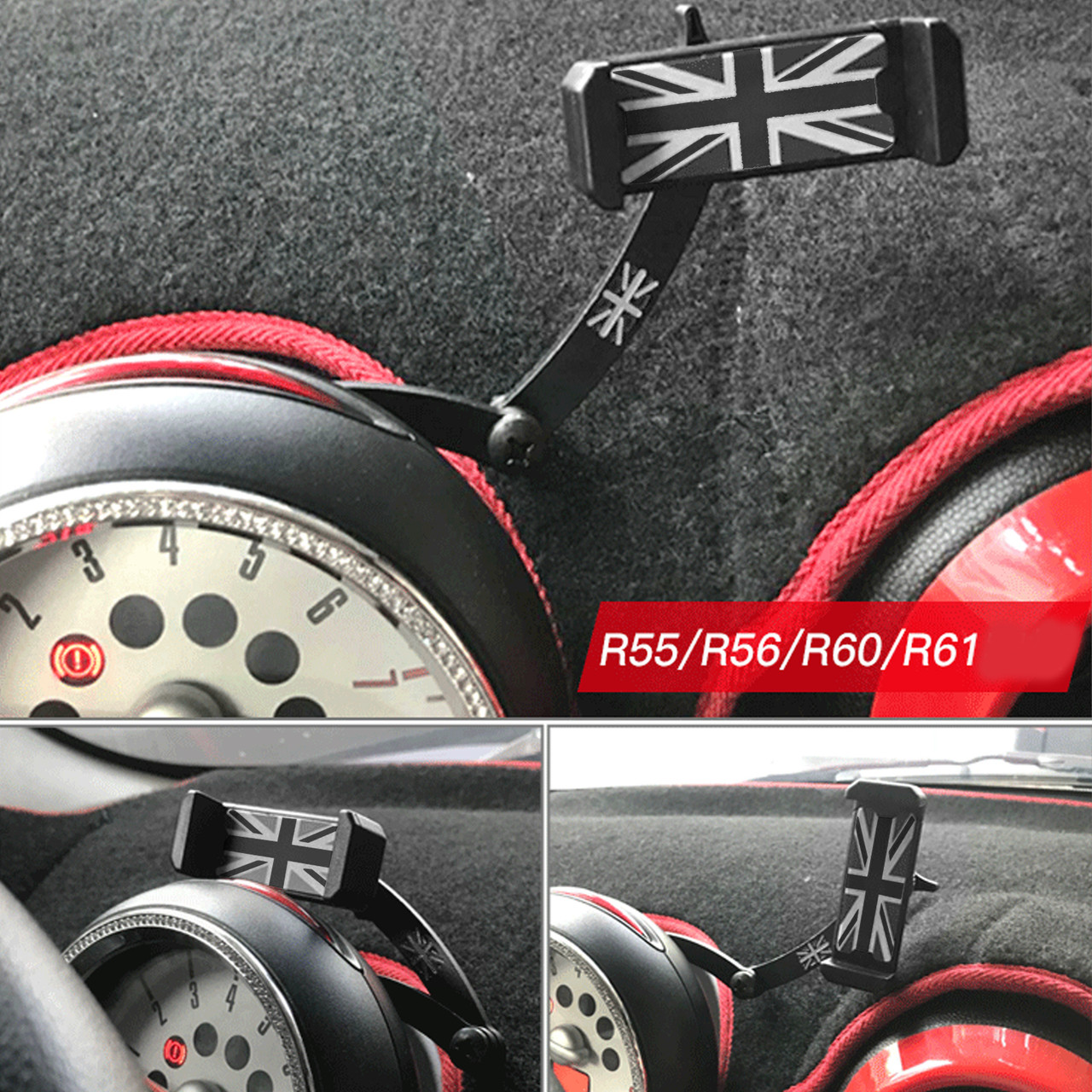Union Jack Car Cell Phone Mount Folding Holder Fit For Mini Cooper R55 R56 R57 A Type
