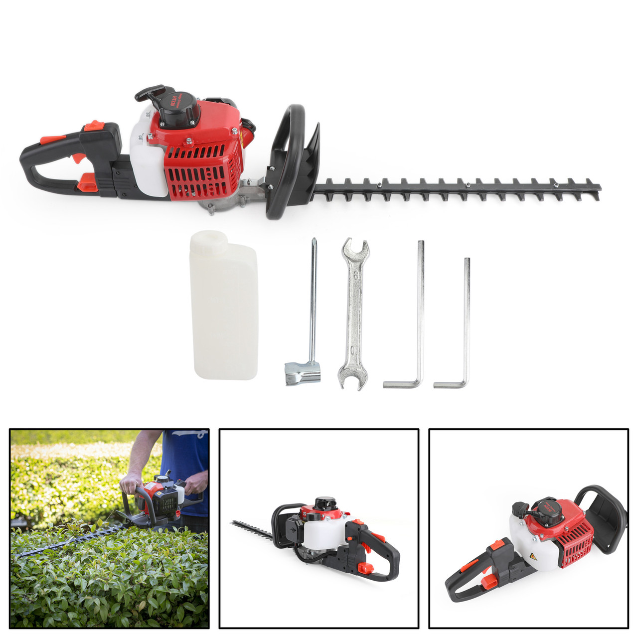 24" Double Sided Blade 26cc Gas Hedge Trimmer Recoil Gasoline Trim Blade