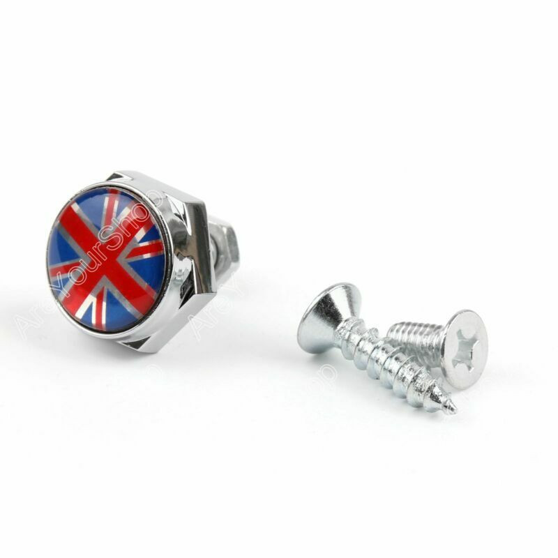 Union Jack Chrome Metal License Plate Frame Screw Bolt Cap Mini Cooper,Red