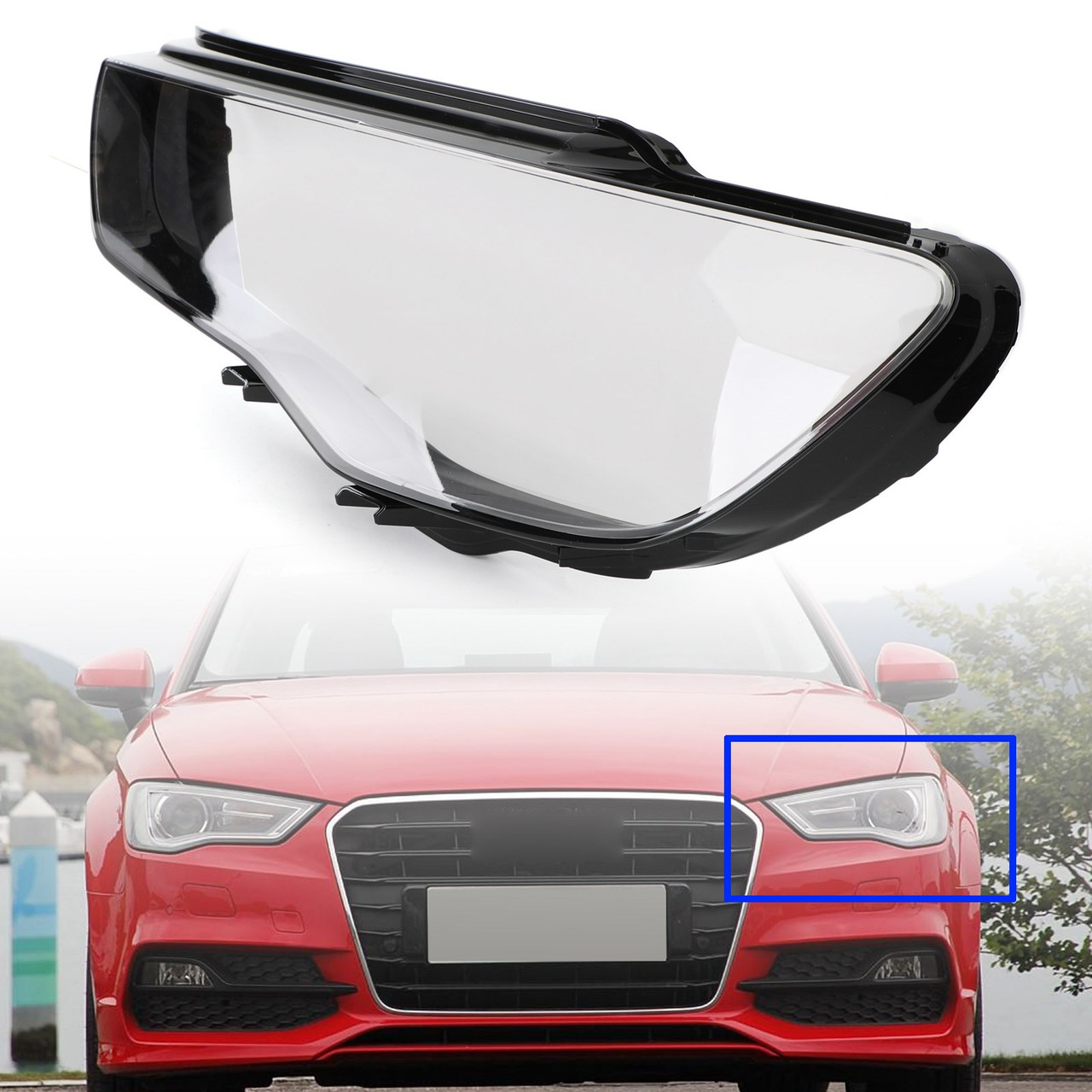 Headlight Cover Headlamp Lens Left Fits For Audi A3 2013-2016 Clear