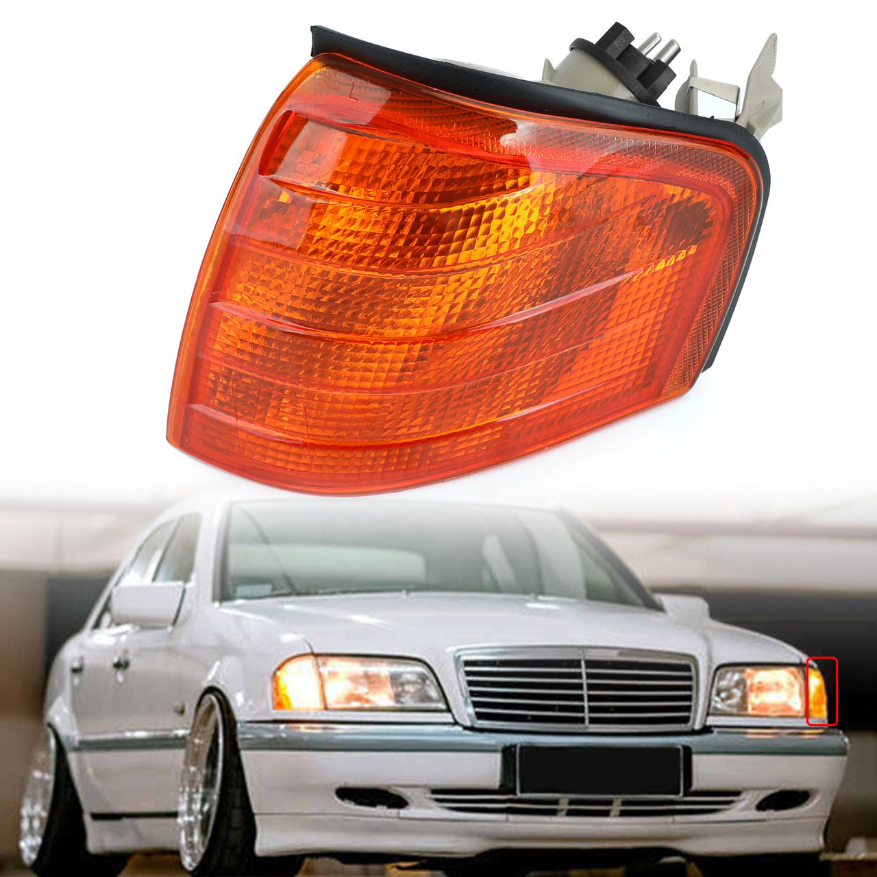 Pair Corner Lights Turn Signal Lamps Fits For Mercedes Benz C Class W202 1994-2000 Yellow