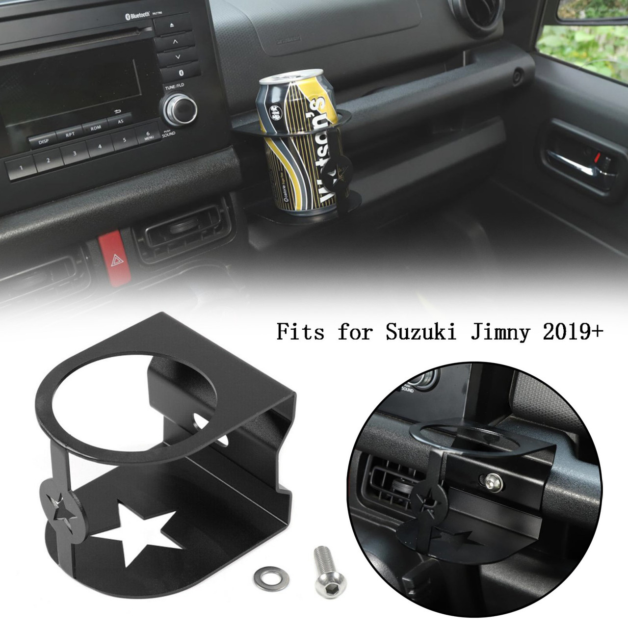 Aluminum Water Cup Holder Mount Bracket Fits For Suzuki Jimny 2019+ Black